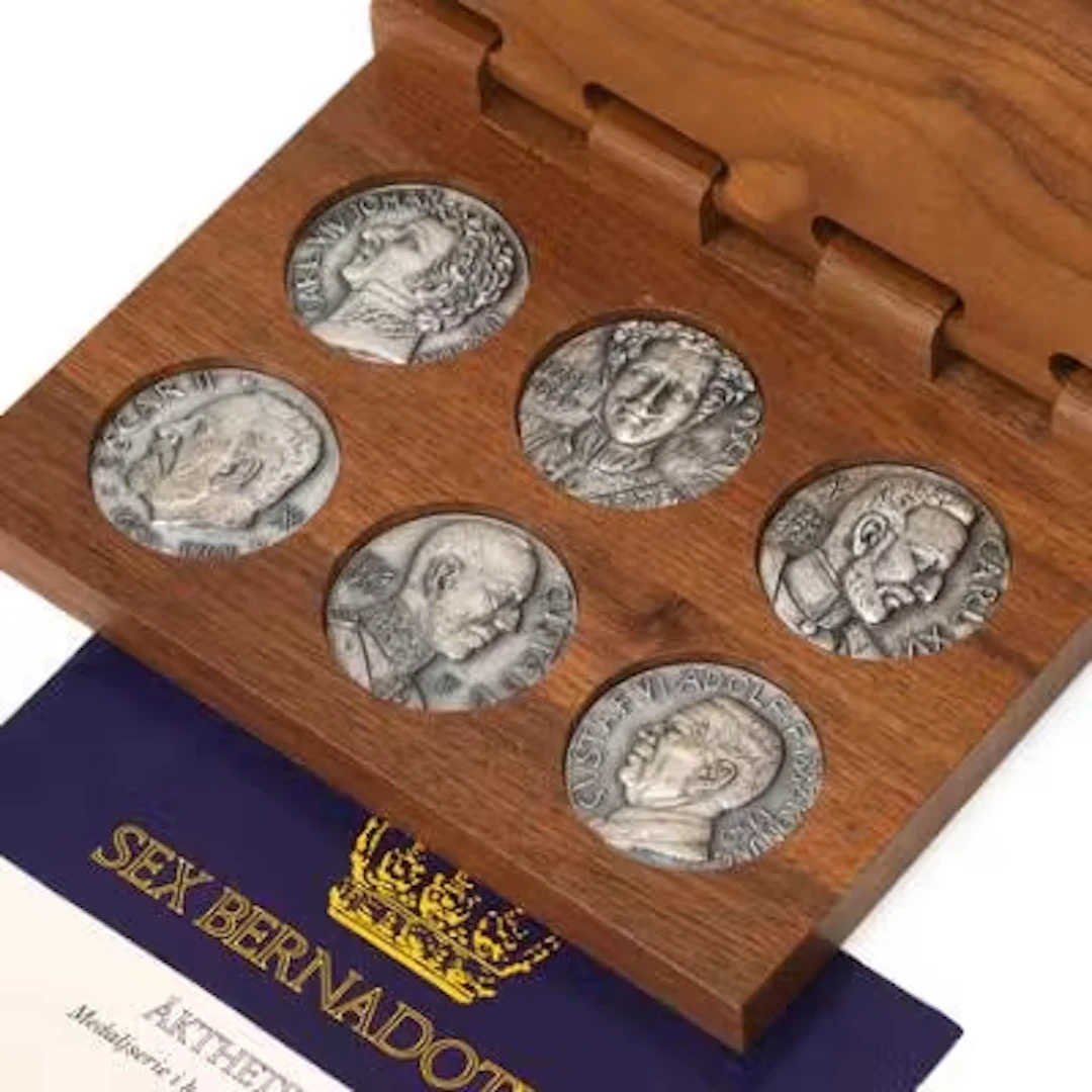 Sweden, medal set “Sex Bernadotter”, Ag, 326 g 925/1000 – Bruun Rasmussen