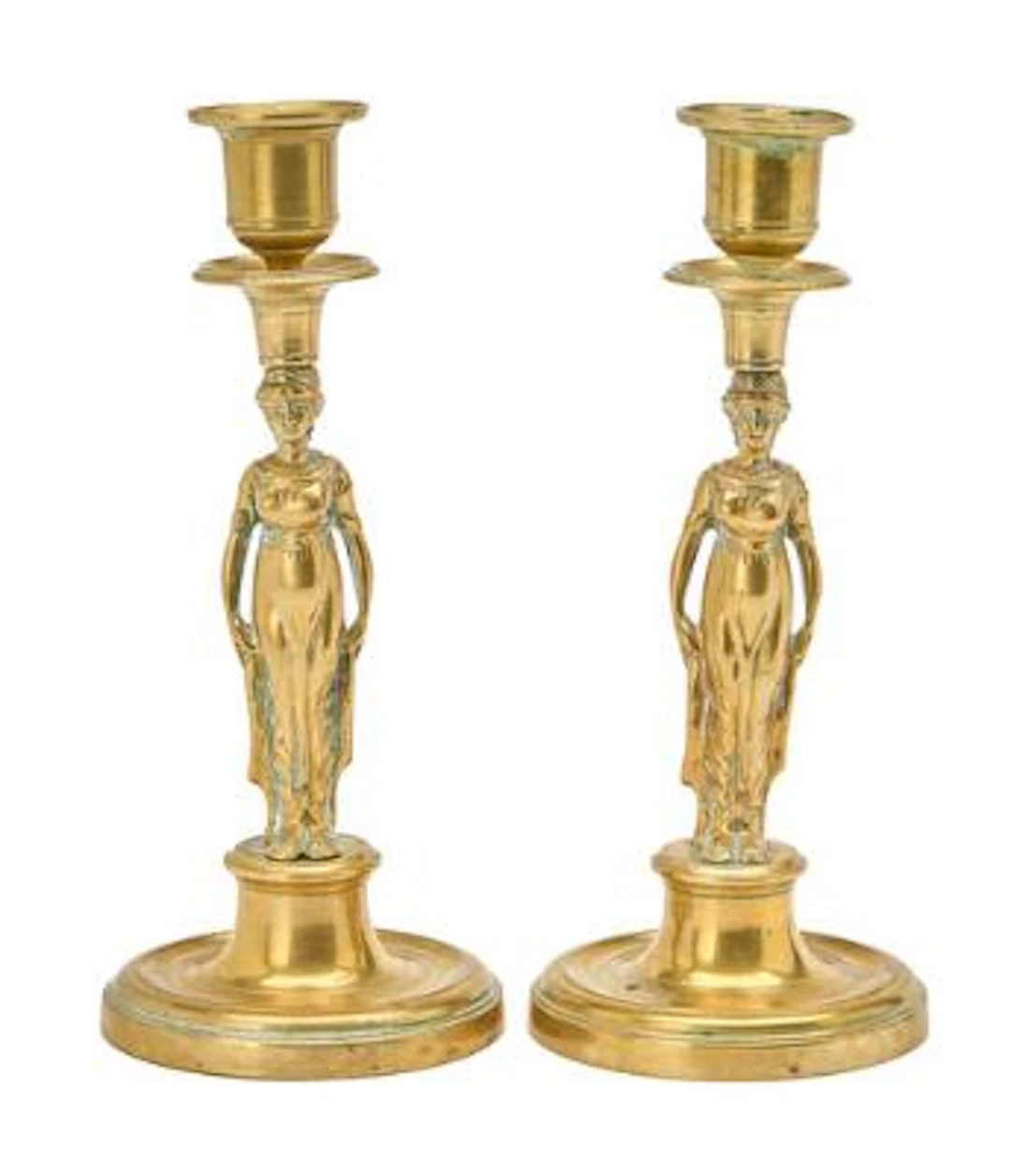A pair of Empire style bonze candlesticks, 19th/20th century. H. 22.5