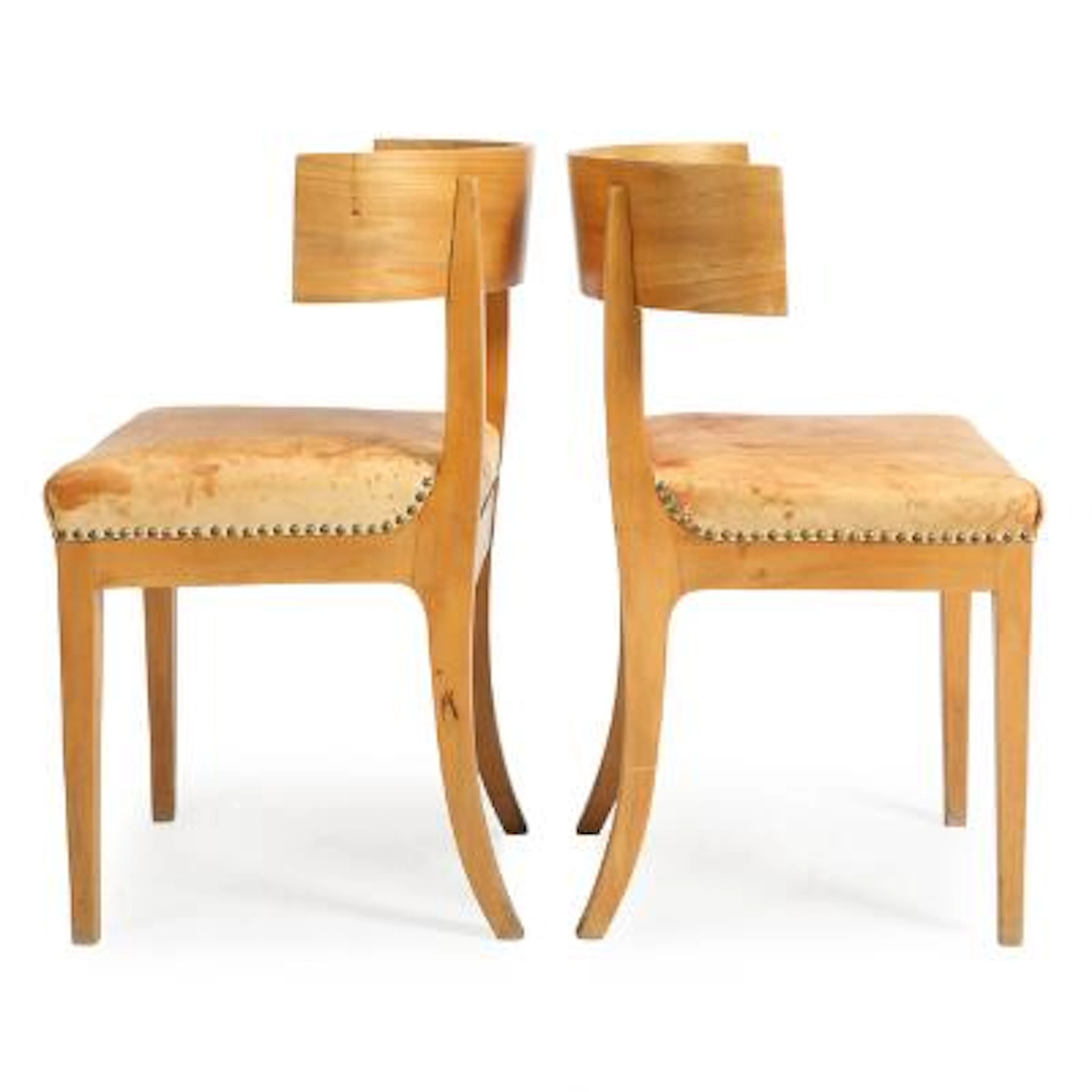 Edvard Thomsen, ascribed to: A pair of elm and beech klismos chairs