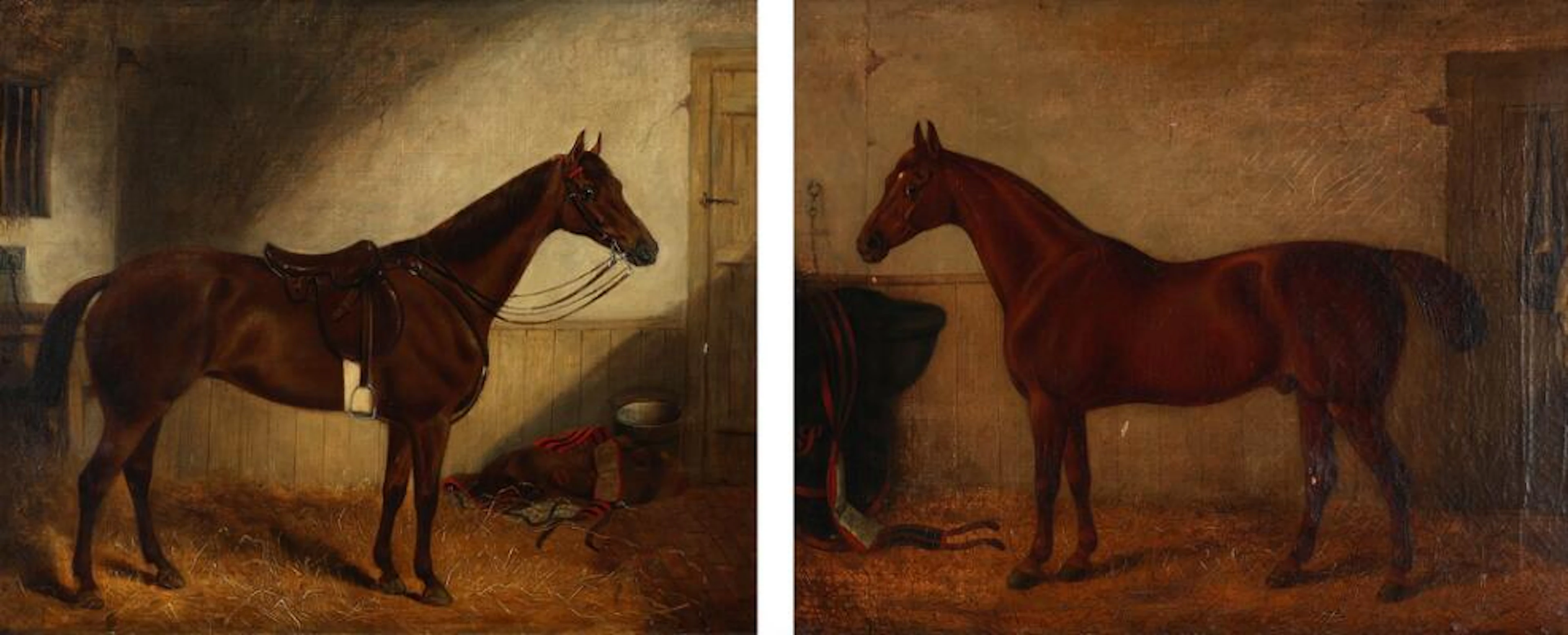 English painter, 19th century.: A pair of English Thoroughbreds. One