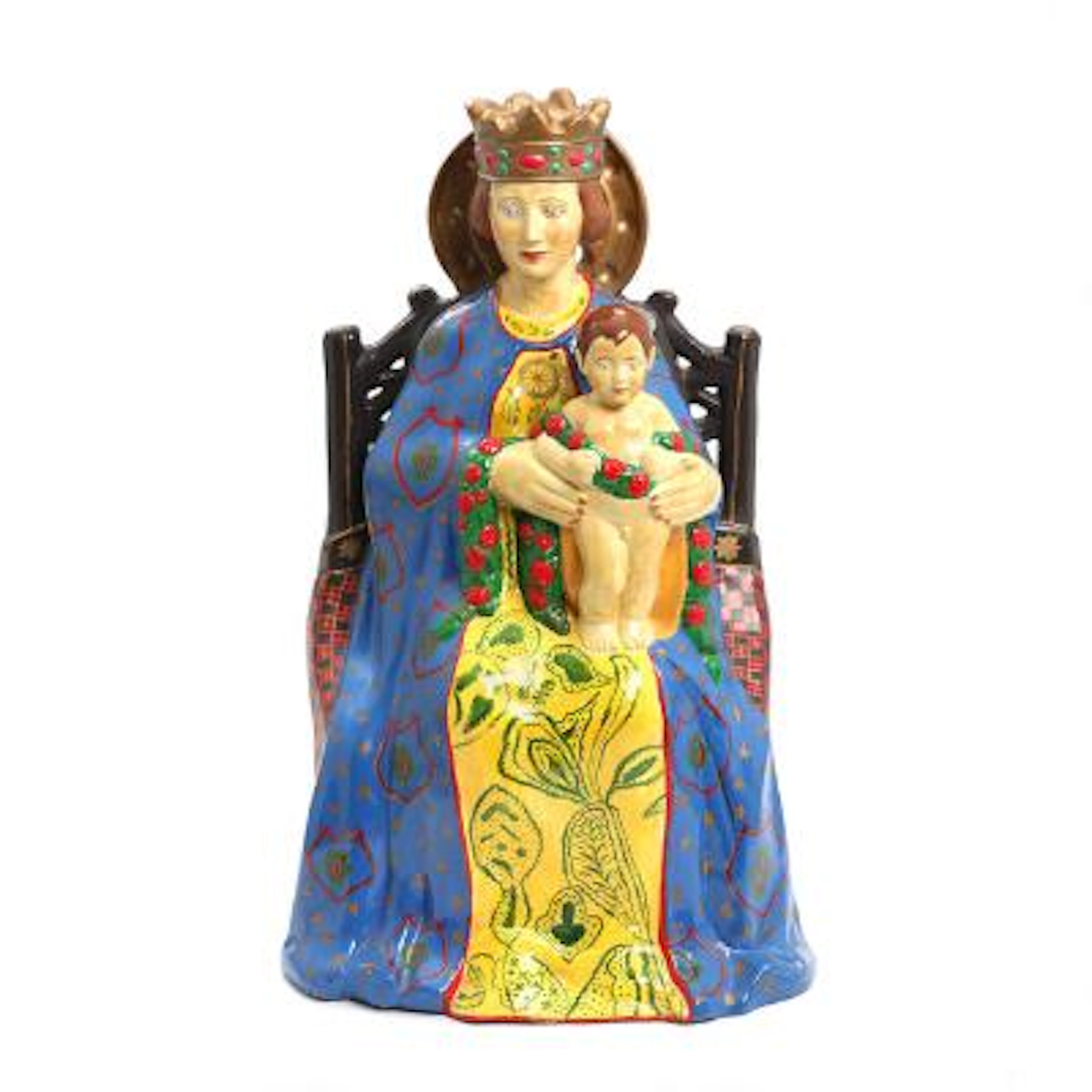Rasmus Harboe: A faience figure of Madonna, decorated in polychrome