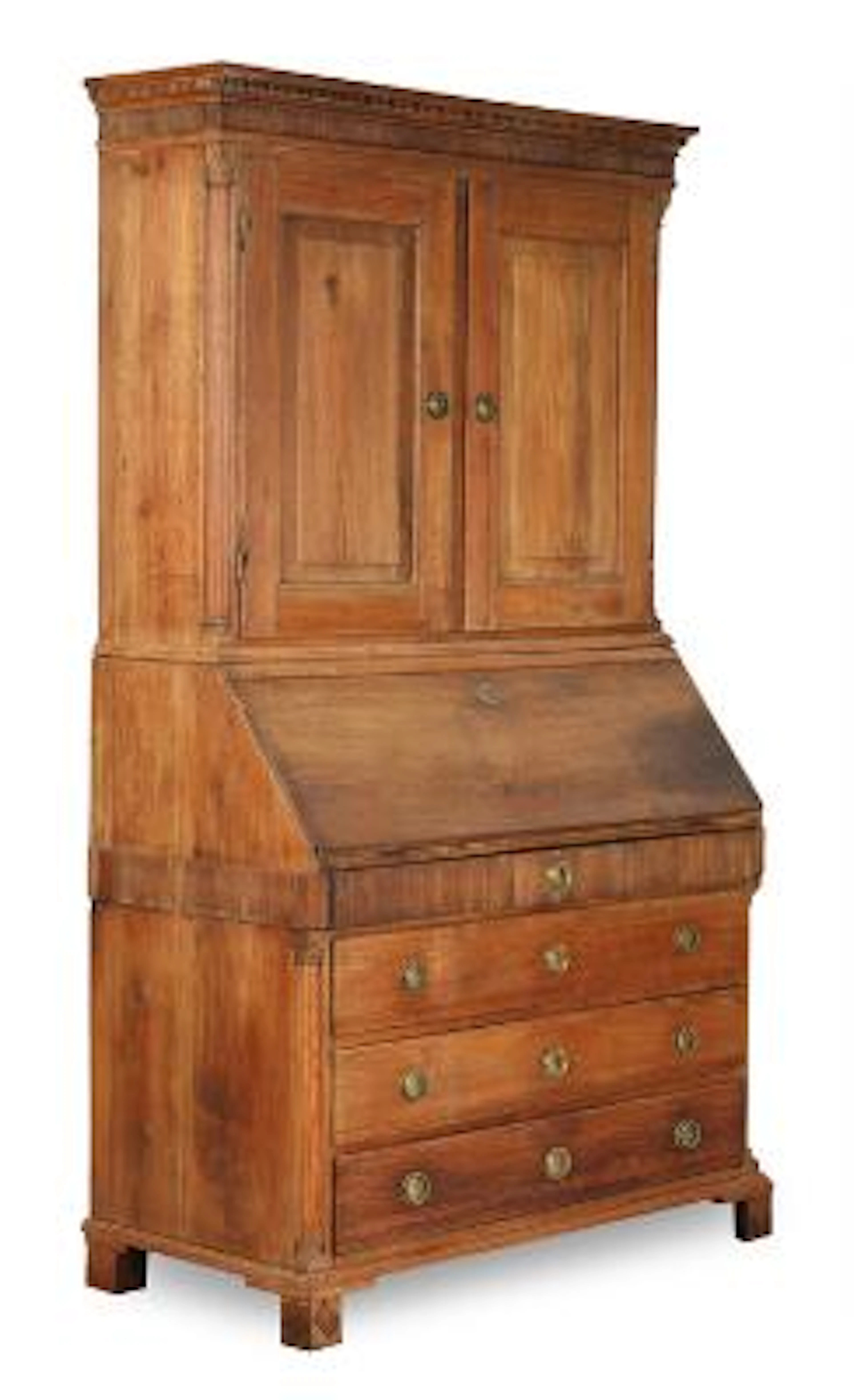 A late 18th century massive Louis XVI oak bureau. H. 211. W. 124.