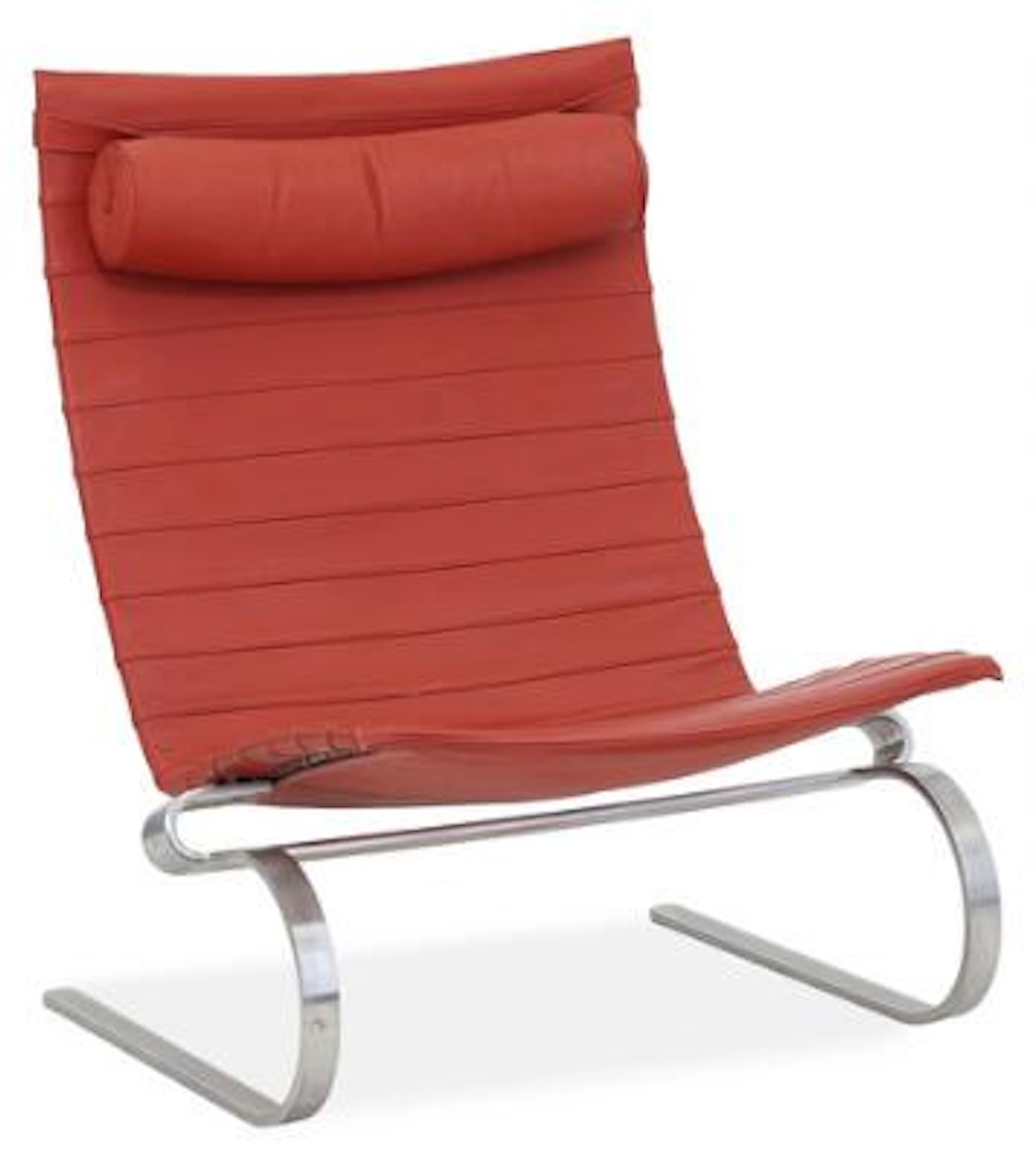Poul Kjærholm: “PK-20”. A dim chromium-plated frame and red leather