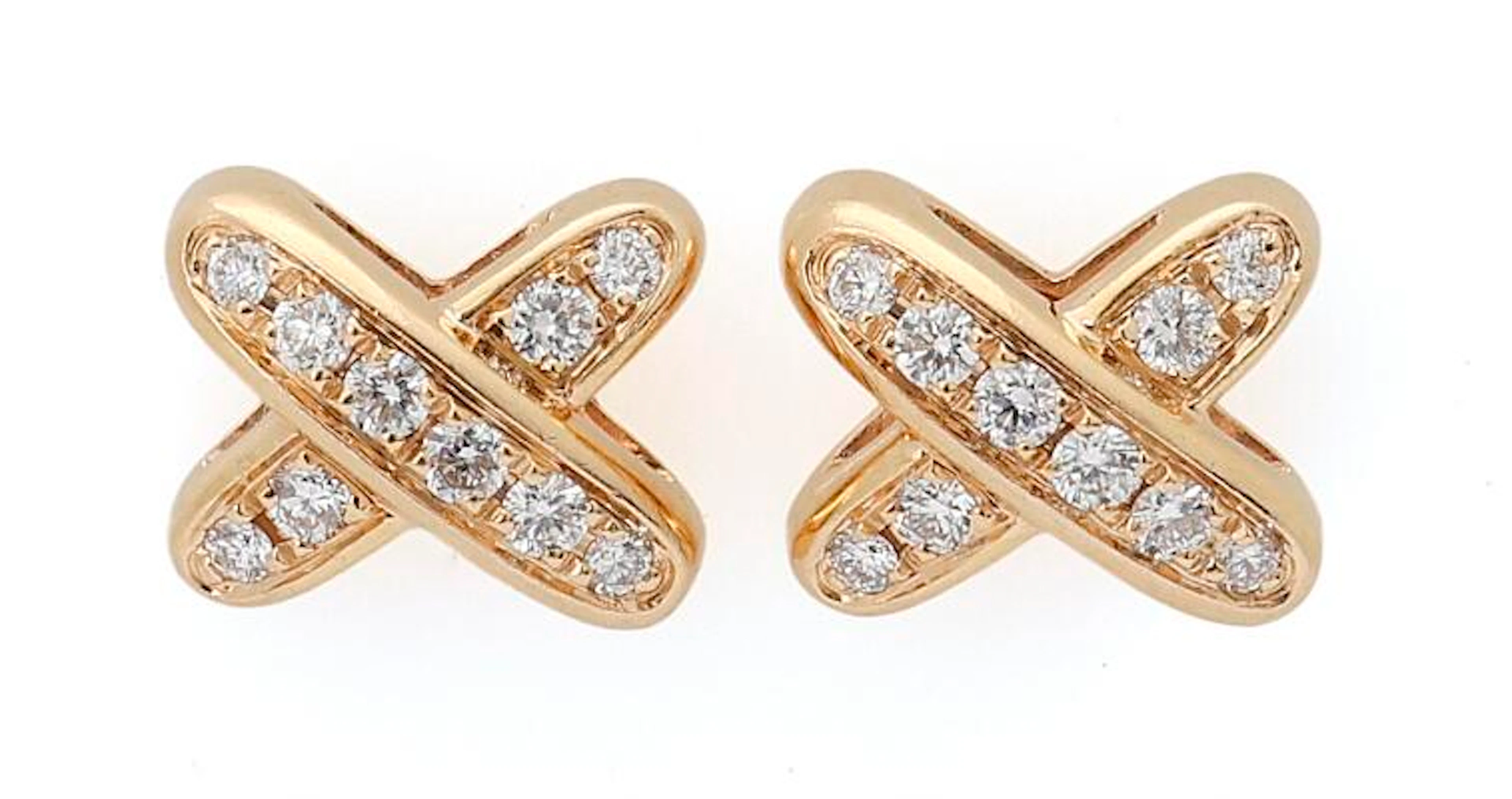 Chaumet: A pair of "Jeuz de Liens" diamond ear studs each set with