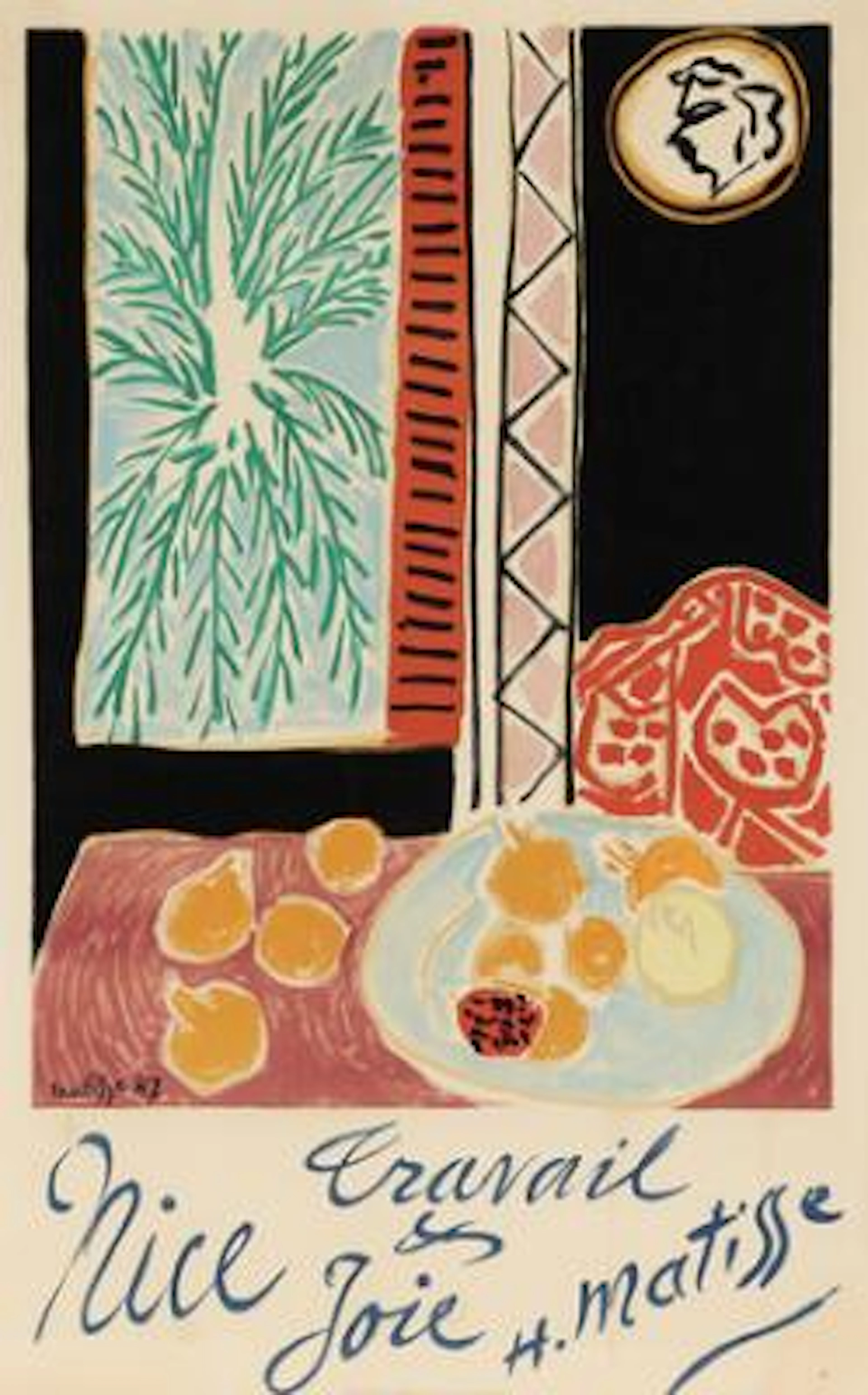 Henri Matisse, after: “Nice Travail & Joie”. Signed in print H. Matisse
