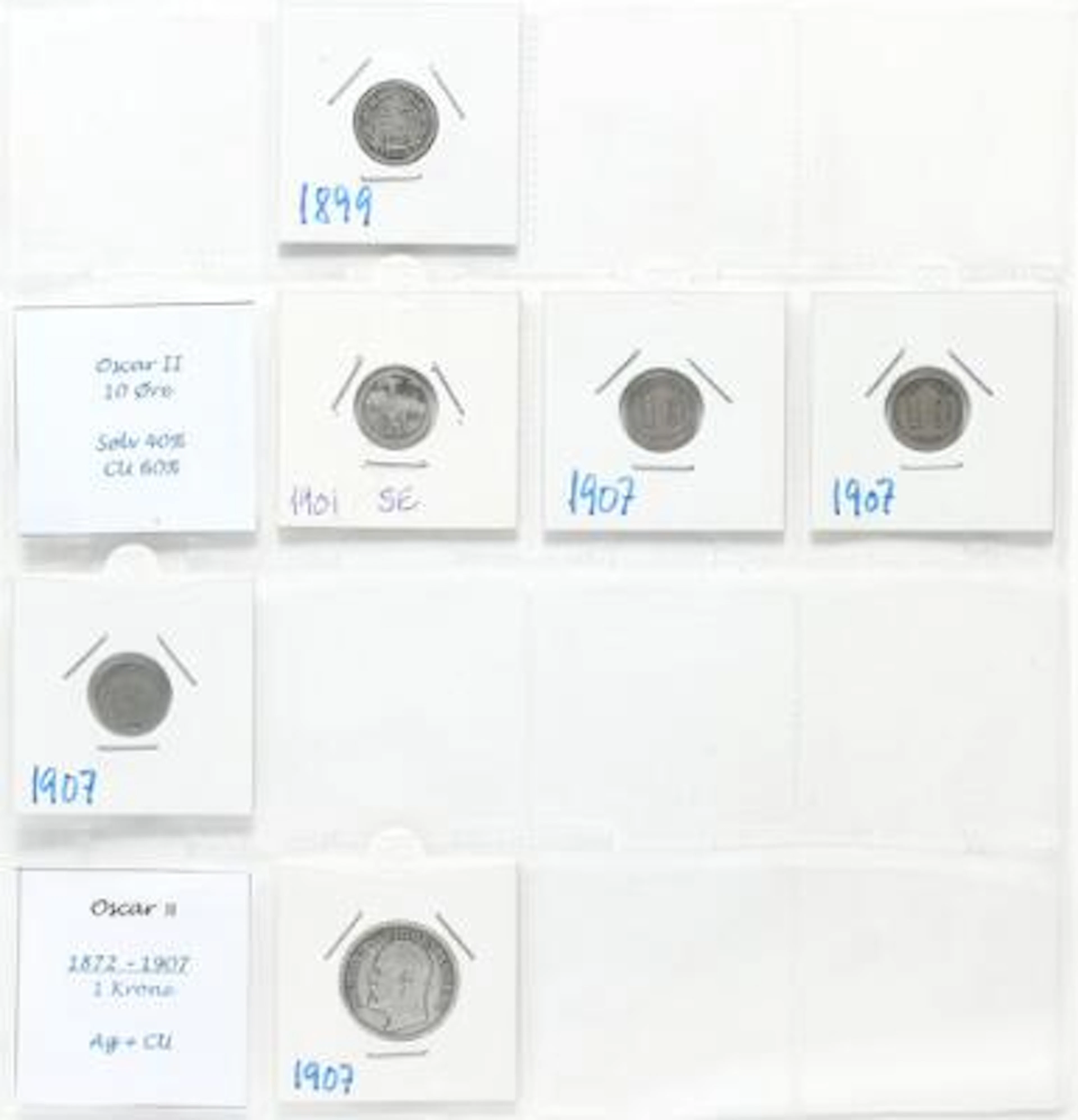Collection of Swedish coins in 2 albums, as well as bags incl. silvercoins