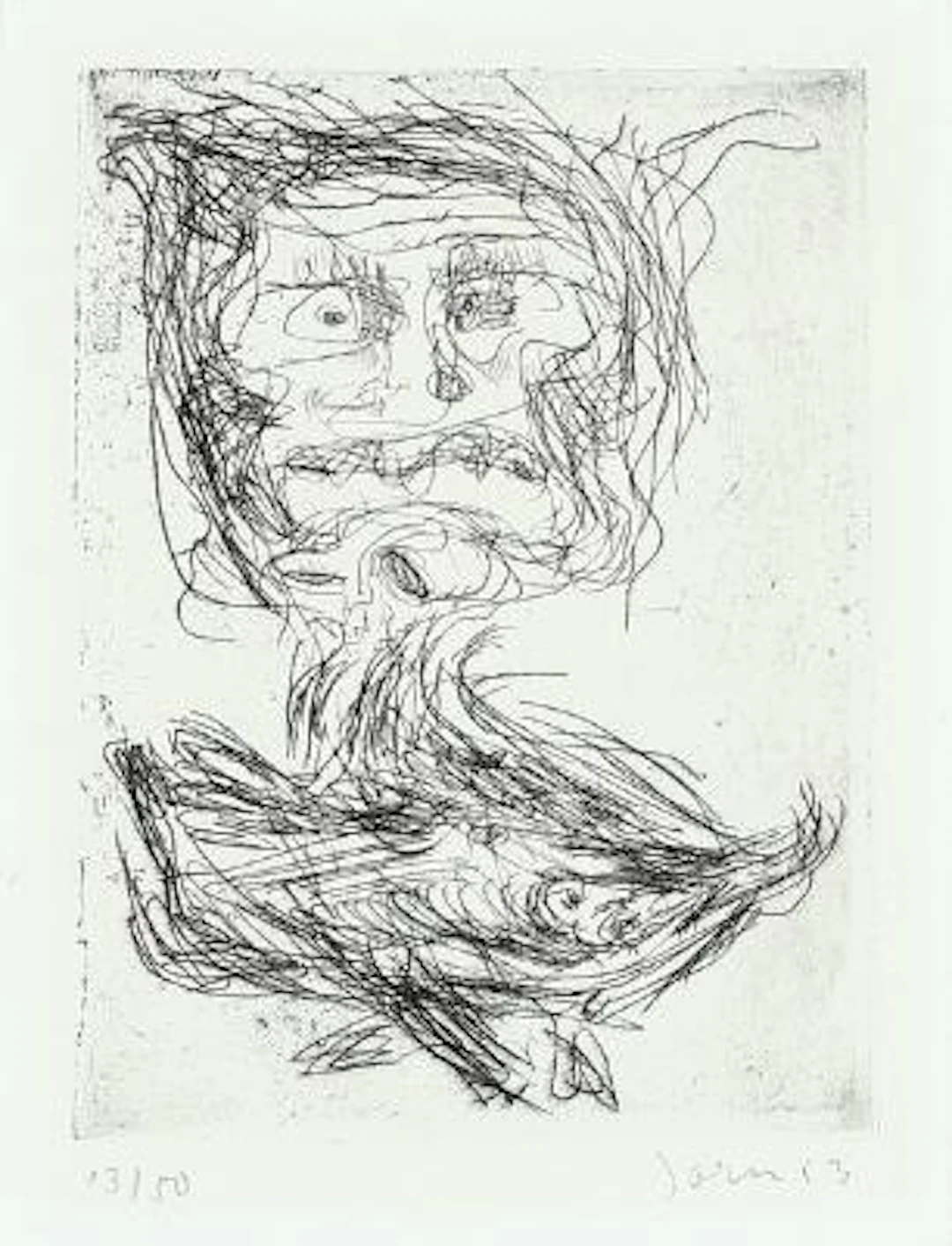Asger Jorn: Composition from "Schweizer Suite". Signed Jorn 53, 13/50.