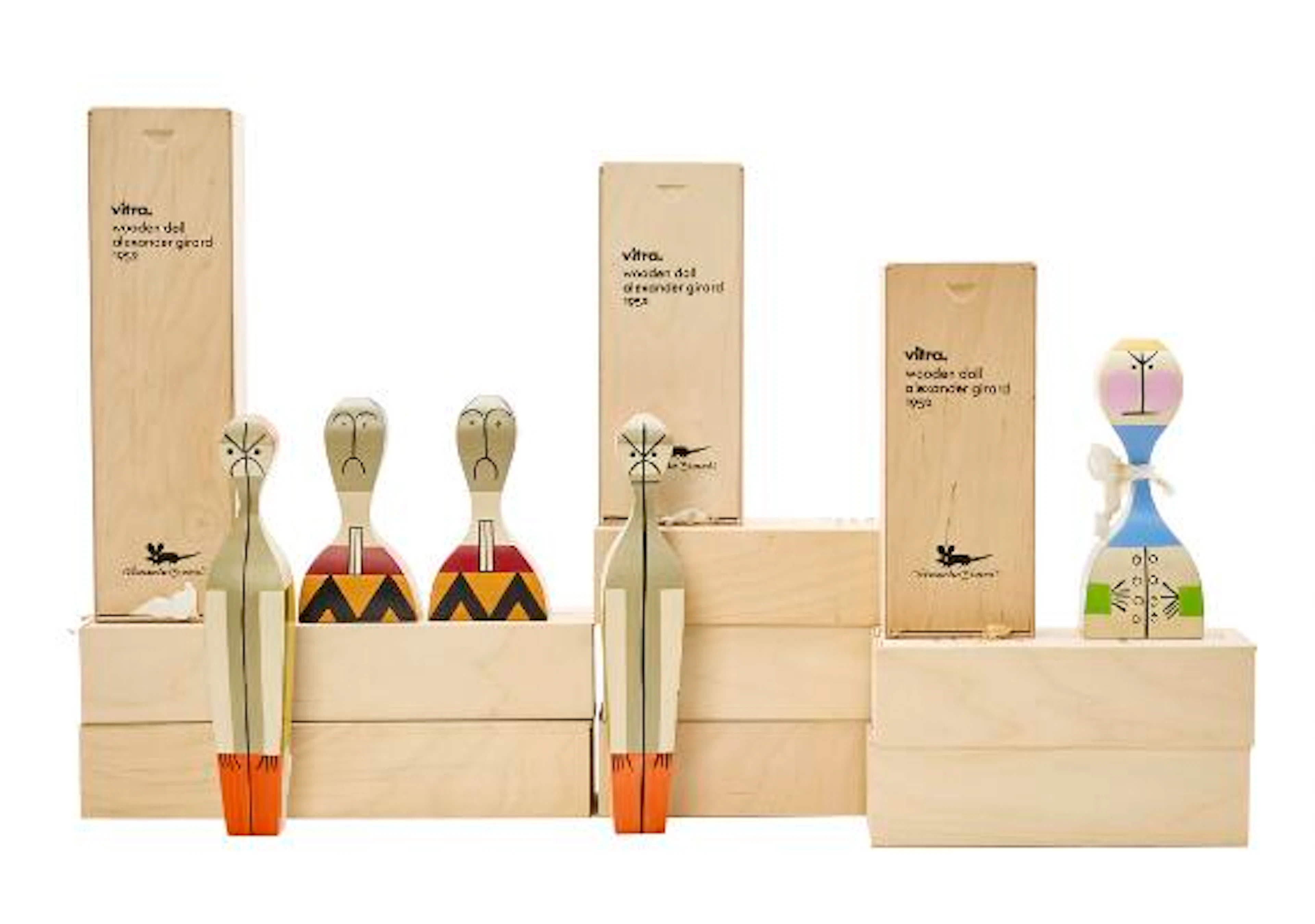 Alexander Girard: "Wooden dolls" of polychrome painted wood. Made