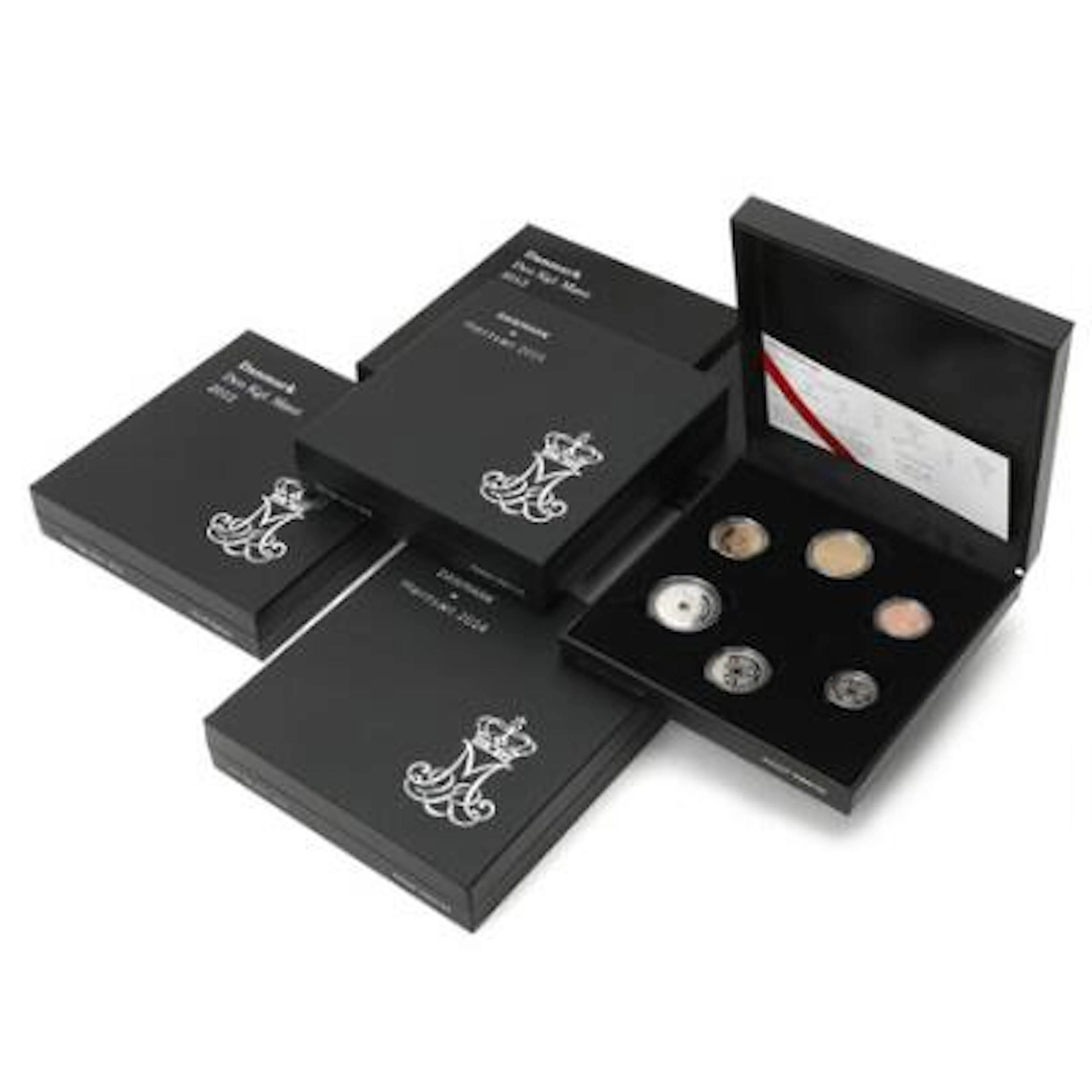 Proof sets, "Den Kgl. Mønt", 2012-2015, 2017-2018, in total 6 pcs