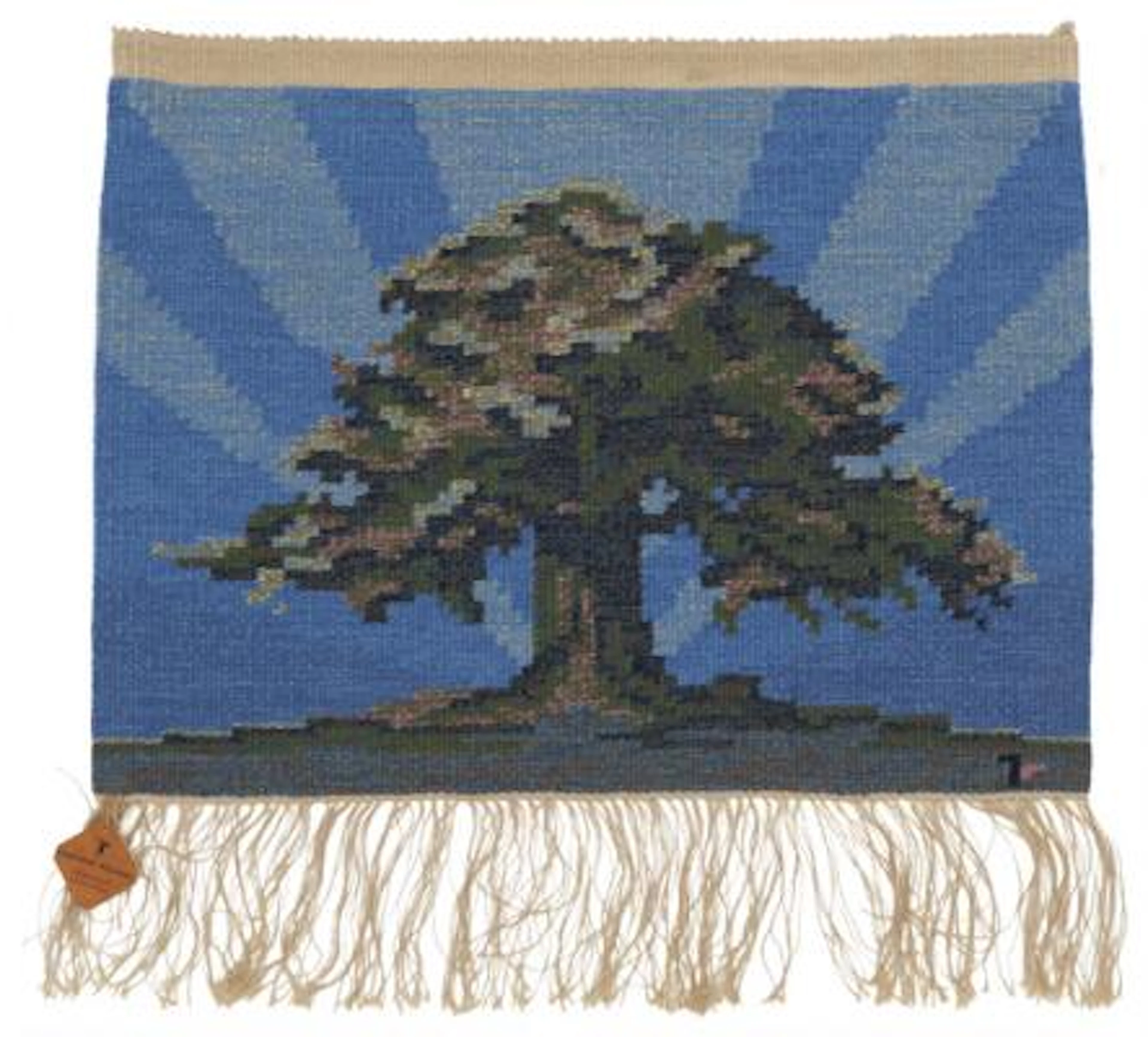 Erik Lundberg: Hand-woven wool wall tapestry with polychrome motif