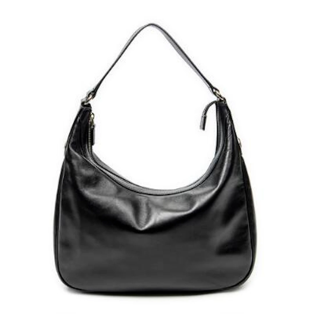Gucci: A "Small Charmy Hobo" handbag in black leather with gold-tone