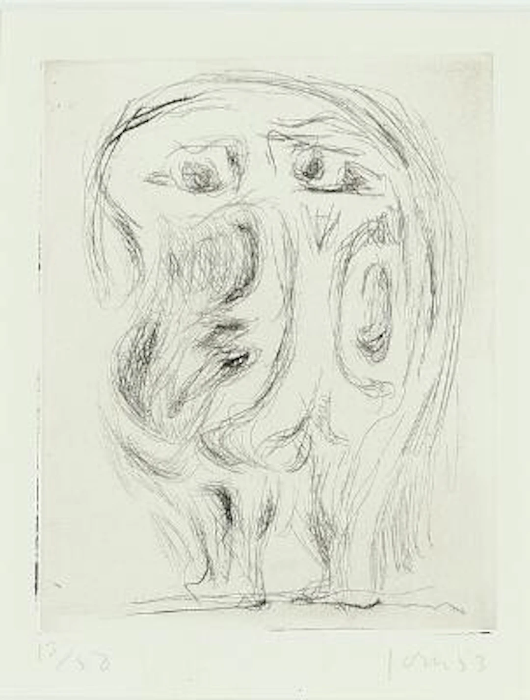 Asger Jorn: Composition from "Schweizer Suite". Signed Jorn 53, 13/50.