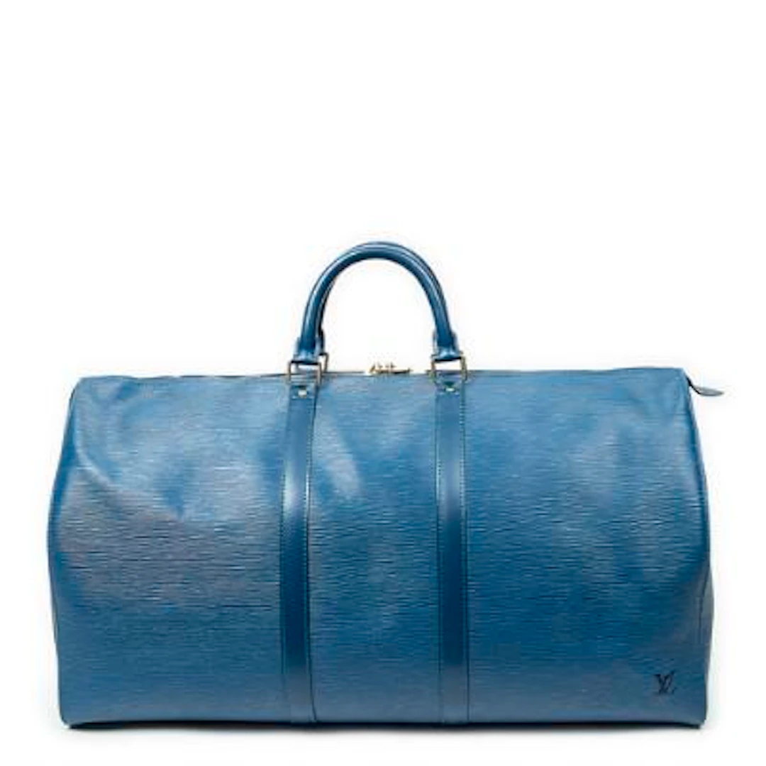 Louis Vuitton: A "Keepall 55" in blue Epi-leather with two handles