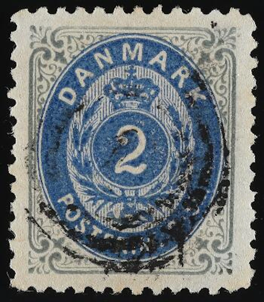 1870. 2 sk. grey/blue. Line-perforated 12 1/2. Very fine and centric