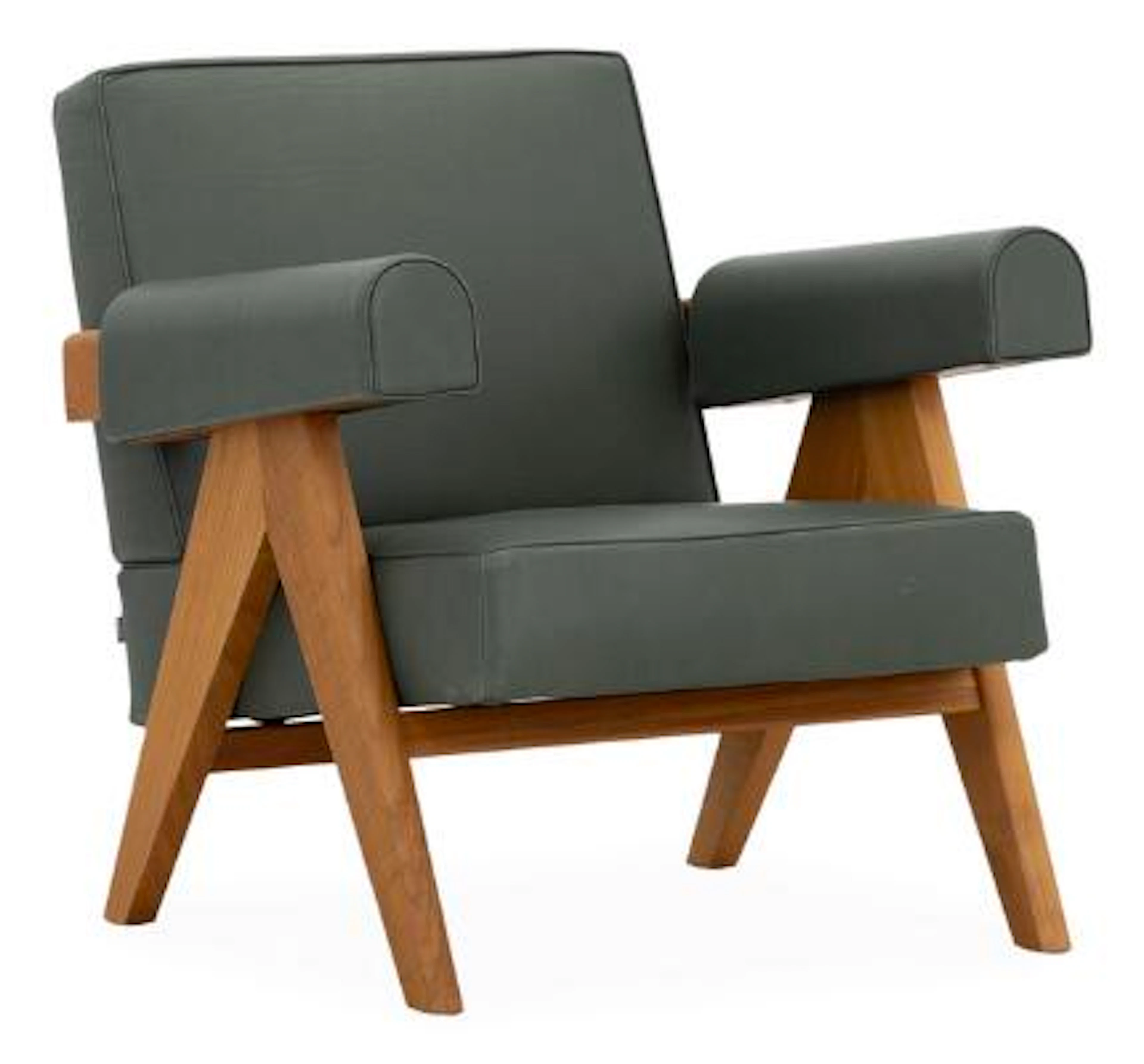 Pierre Jeanneret, homage: Easy chair upholstered with green leather.