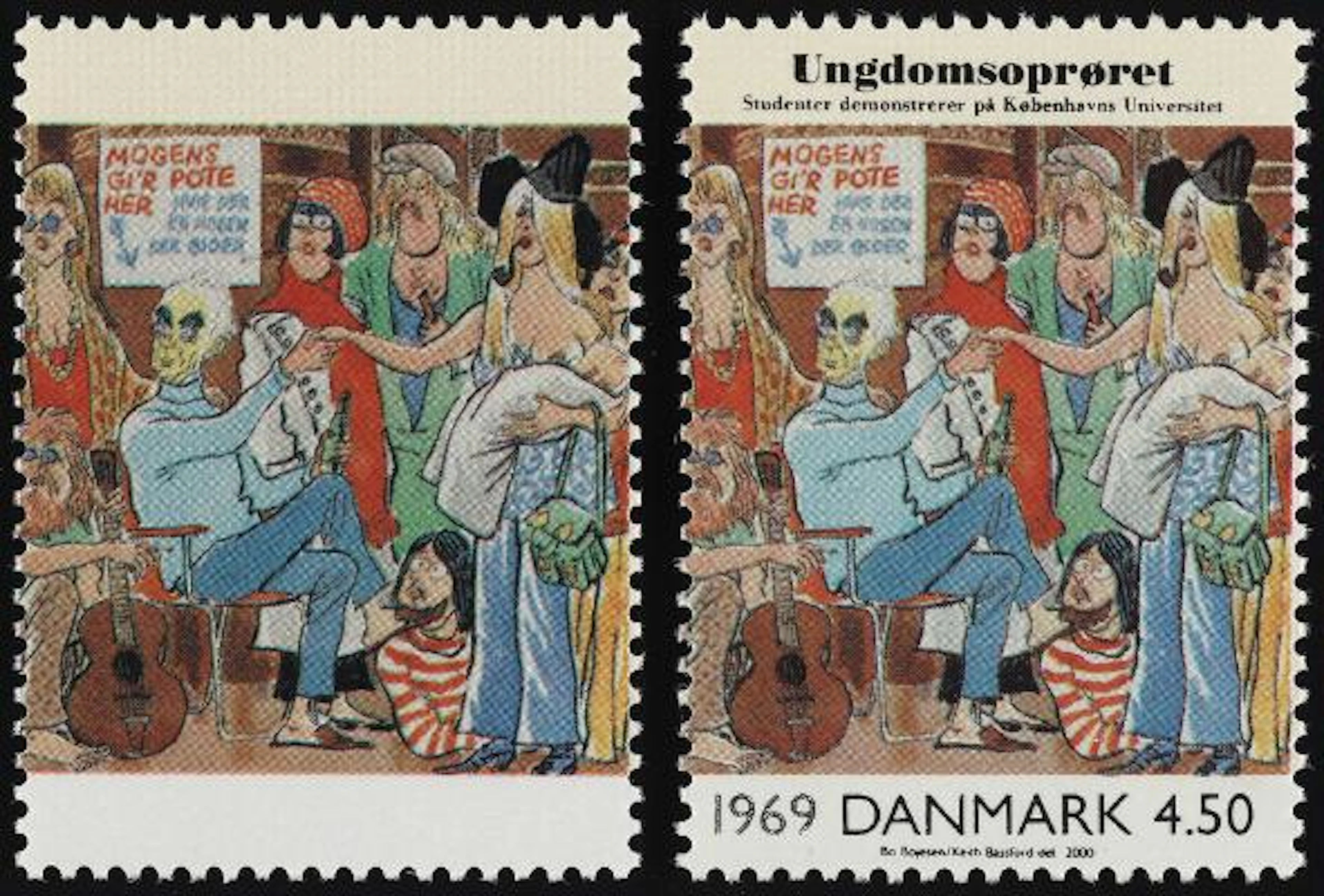 2000. Youth Rebelion, 4,50 kr. Variety "MISSING TAXT AND VALUE". Modern