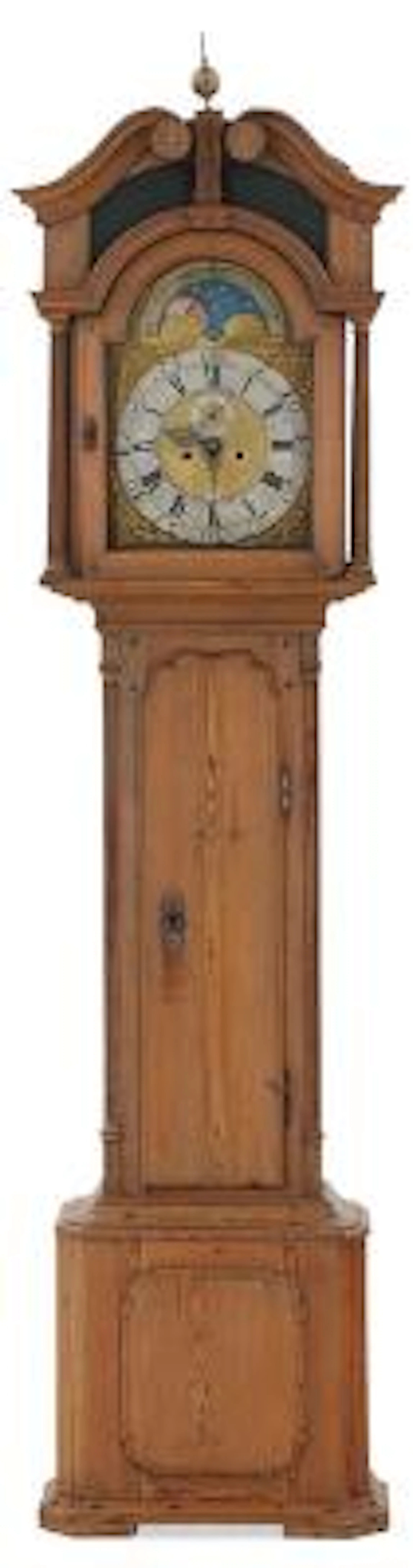 Peter Green: Danish longcase pinewood clock. Signed. Peter Green