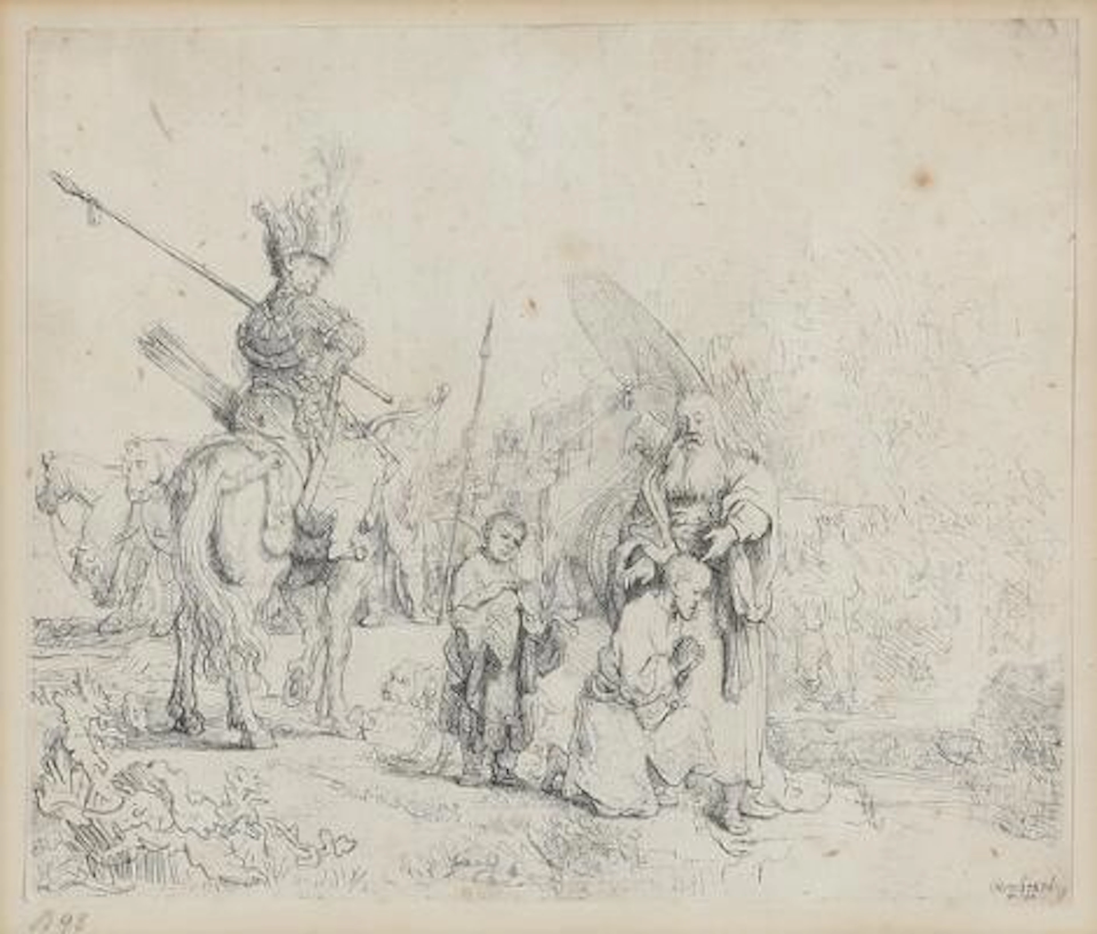 Rembrandt van Rijn: The Baptism of the Eunuch. 1641. Signed and dated