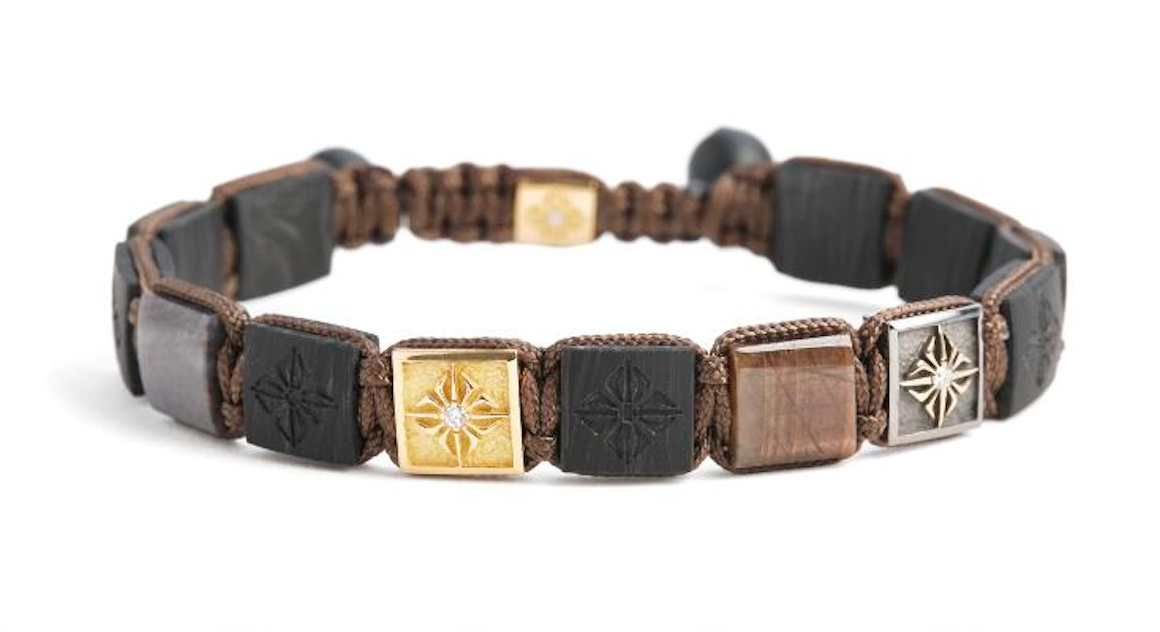 Shamballa: A "Lock" diamond bracelet with links of 18k gold, carbon