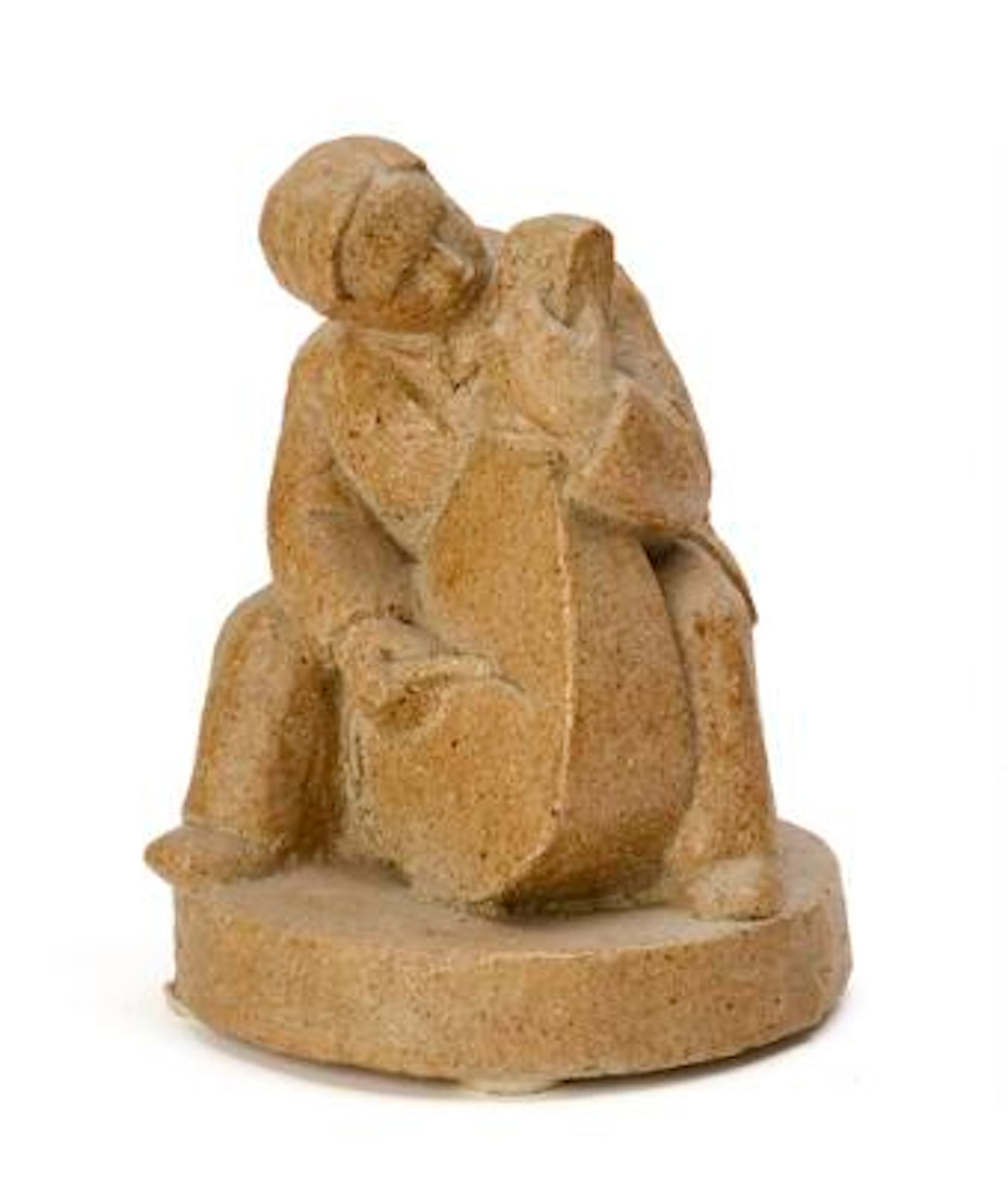 Adam Fischer: An unglazed stoneware figure in the shape of a sitting