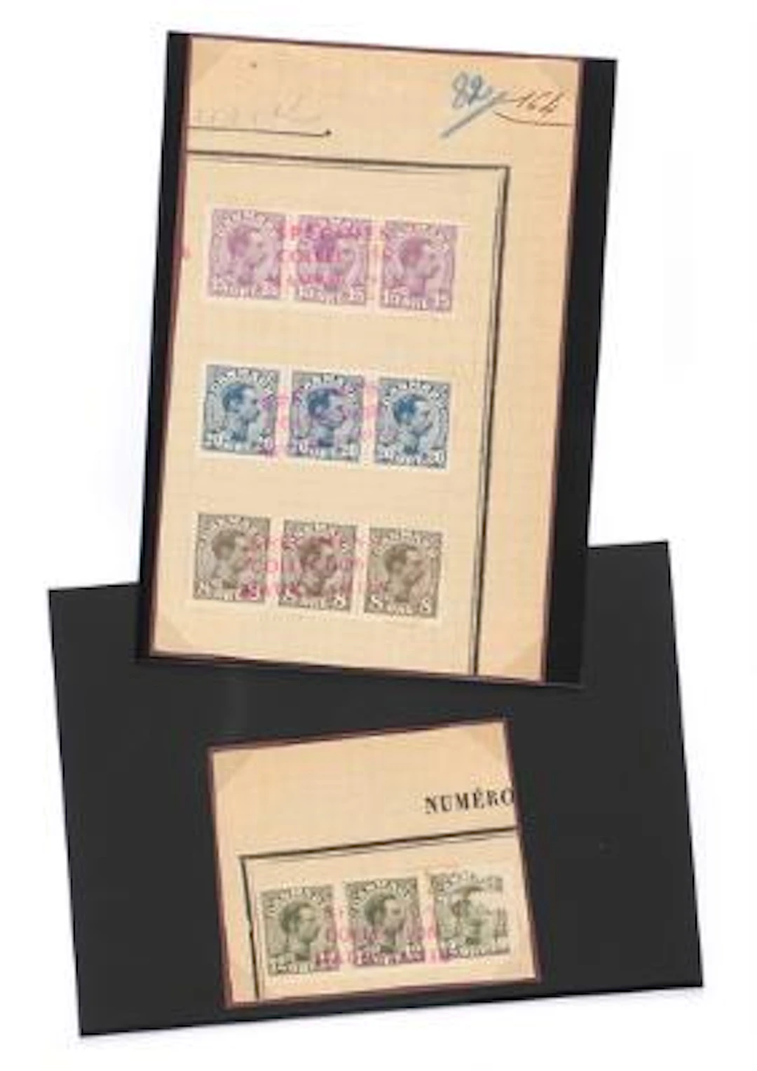 1913-1920. Christian X. 8 Øre, grey, 12 Øre, olive, 15 Øre, violet