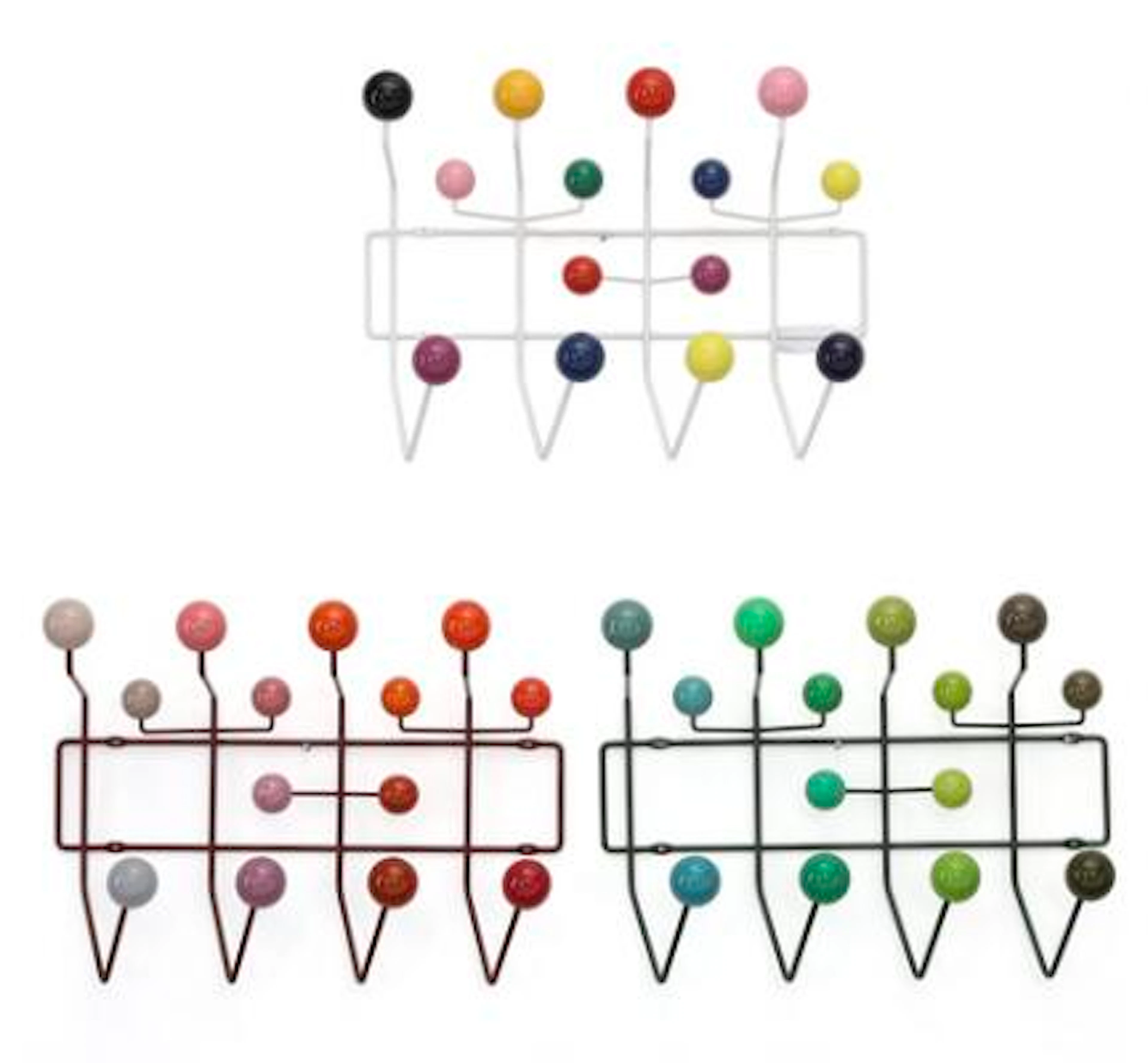 Ray Eames, Charles Eames: "Hang it all". Three coat hangers of lacquered