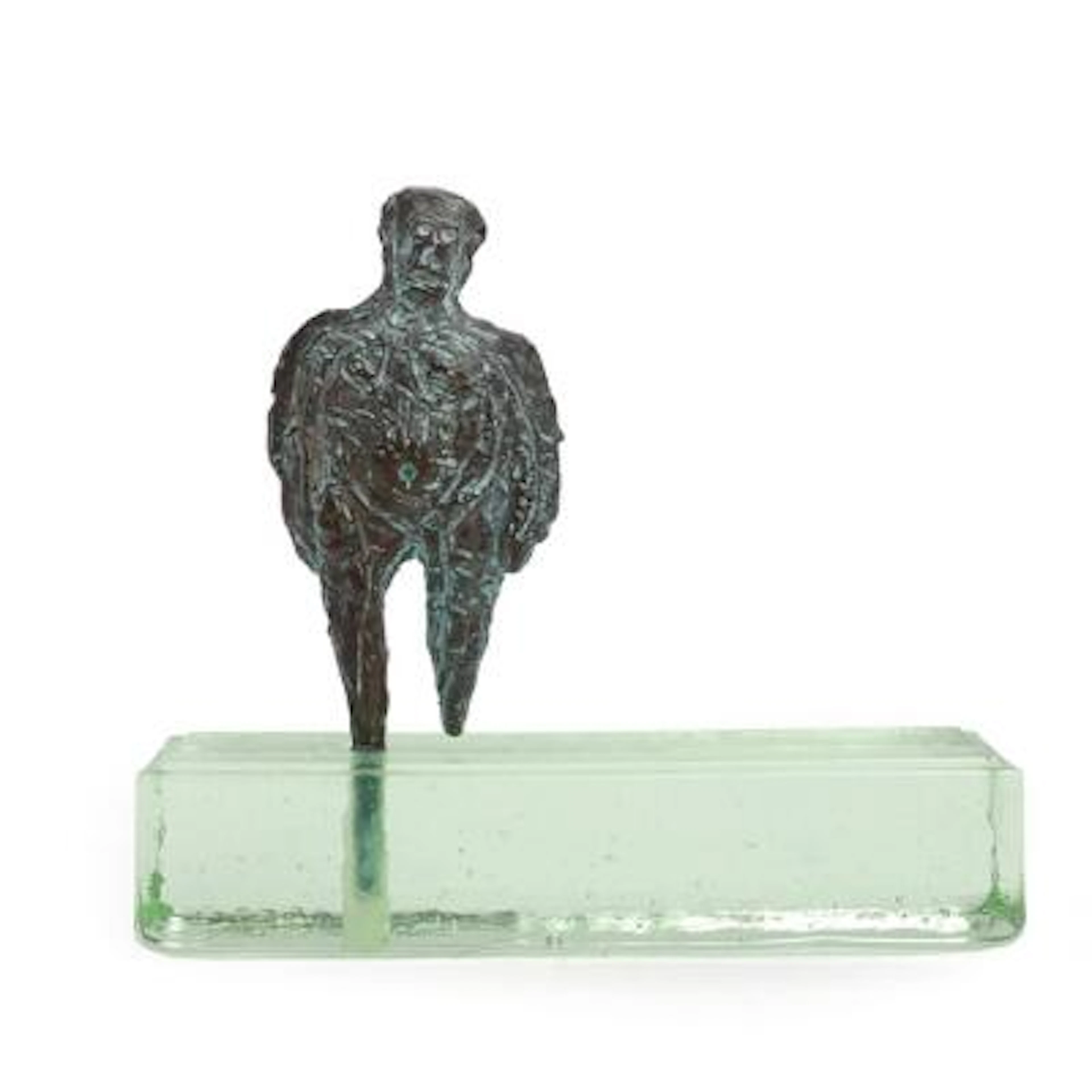 Carl-Henning Pedersen: Standing figure. Unsigned. Patinated bronze