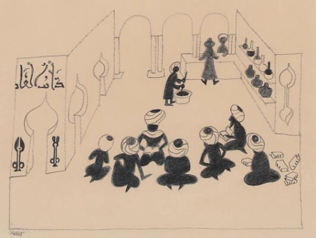 Mogens Zieler: A scene from the Middle East. Signed Zieler. Pencil