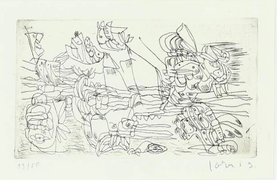 Asger Jorn: Composition from "Schweizer Suite". Signed Jorn 53, 13/50.