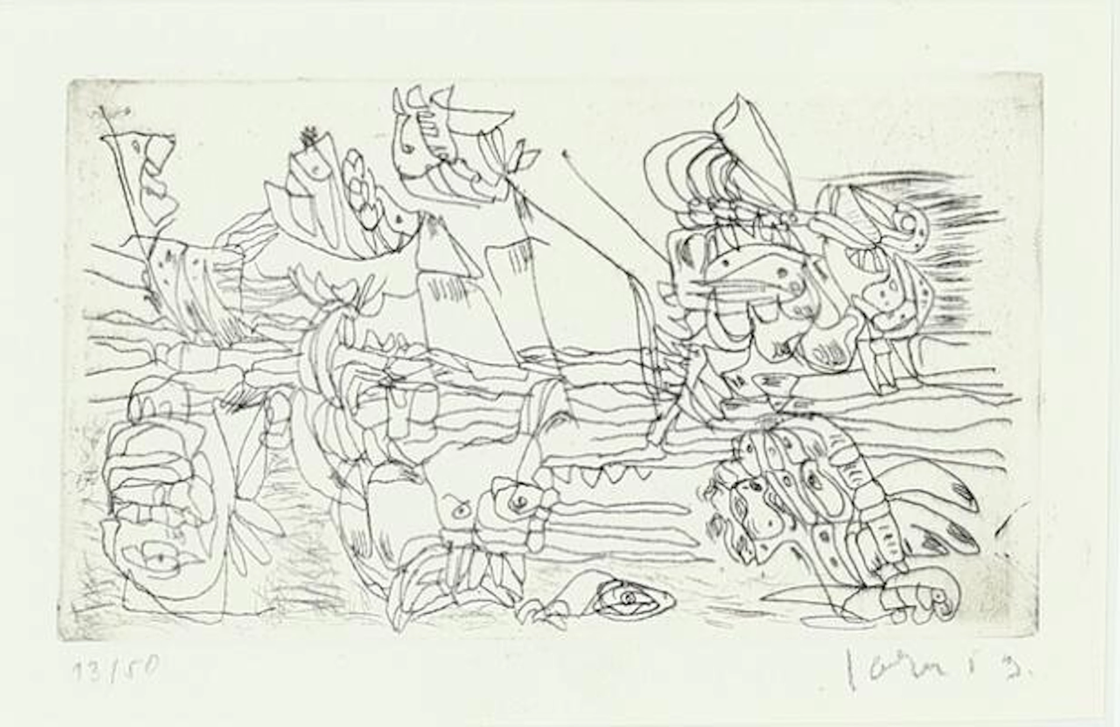 Asger Jorn: Composition from "Schweizer Suite". Signed Jorn 53, 13/50.