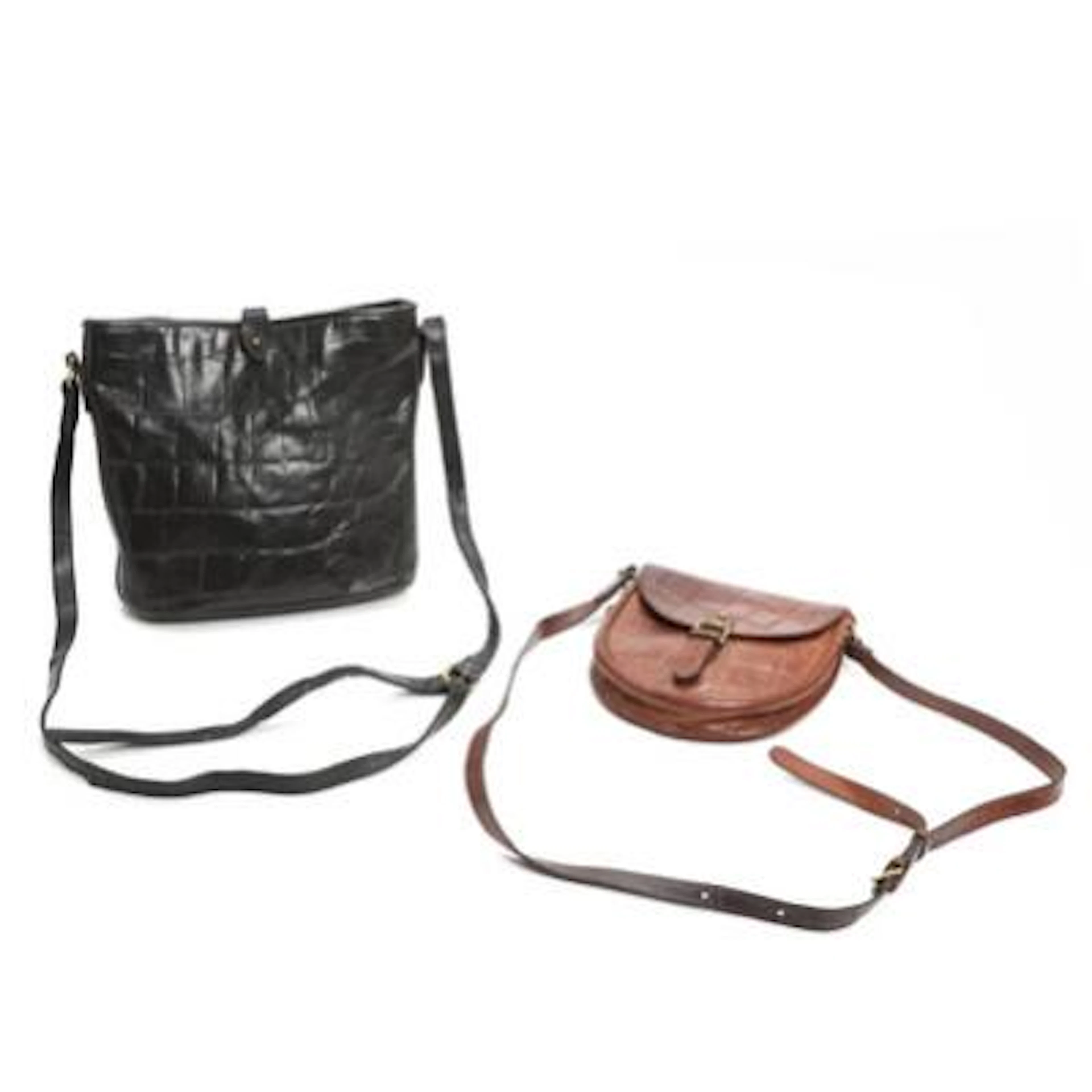 Mulberry: Bag in black crocodile-embossed leather with gold-toned