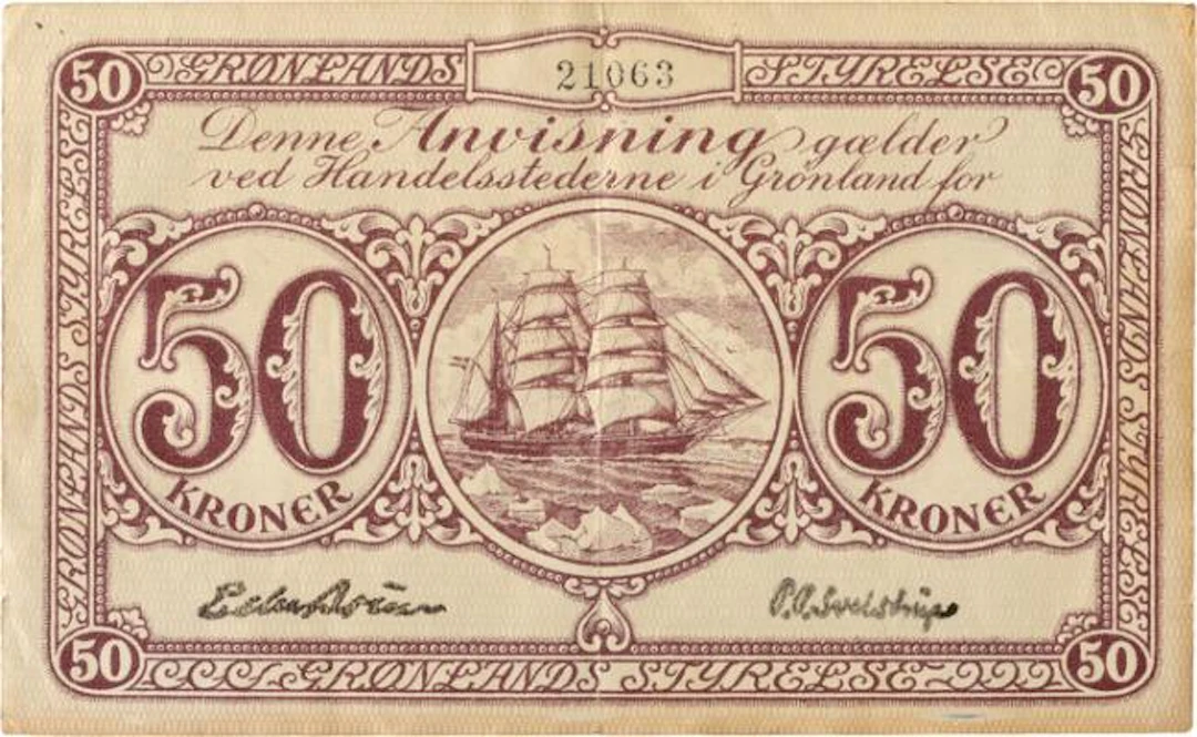 Greenland, 50 kr nd (1926), no. 21063, Eske Brun / P.P. Sveistrup