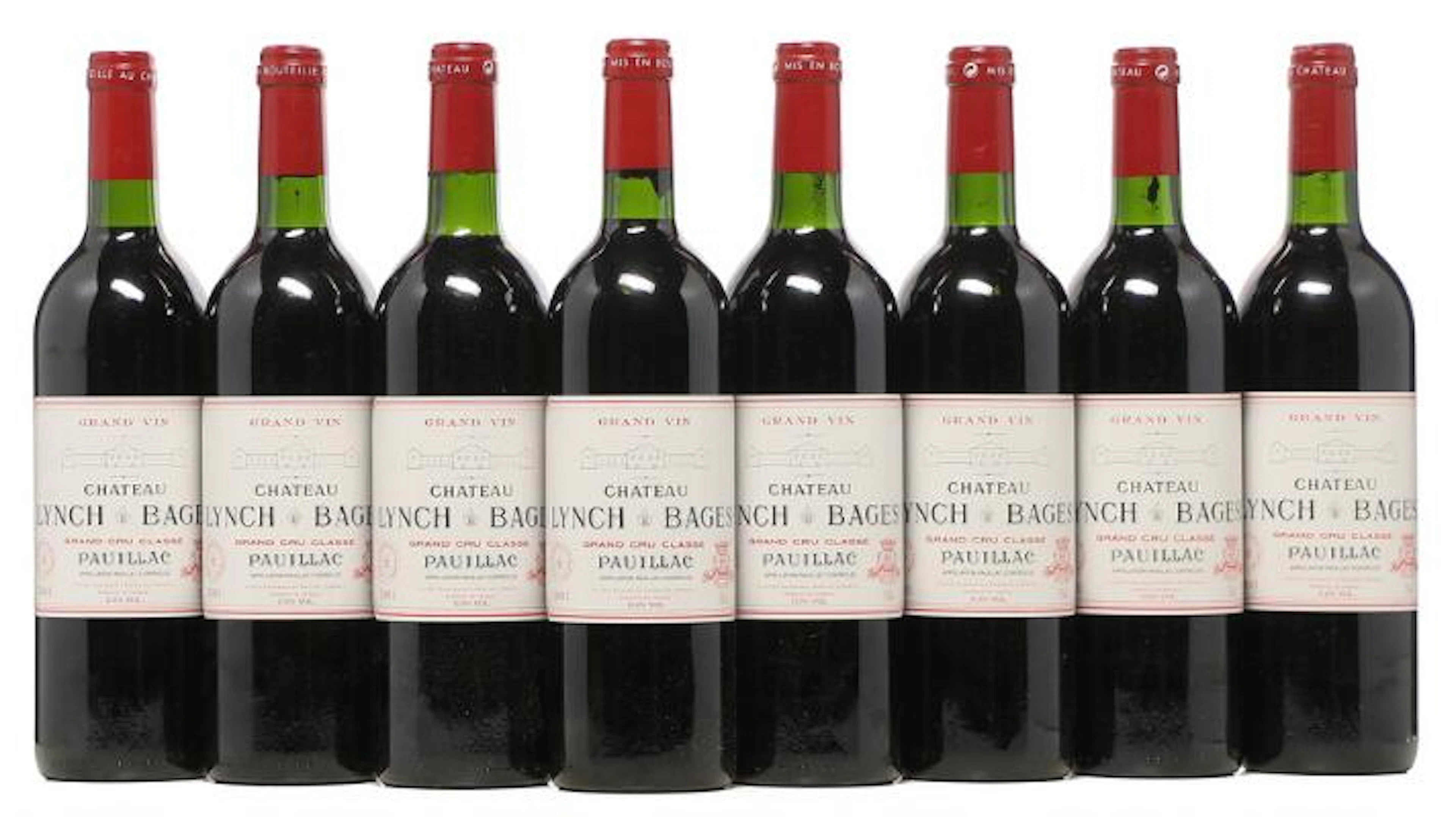 8 bts. Château Lynch Bages, Pauillac. 5. Cru Classé 2001 A-A/B (bn).