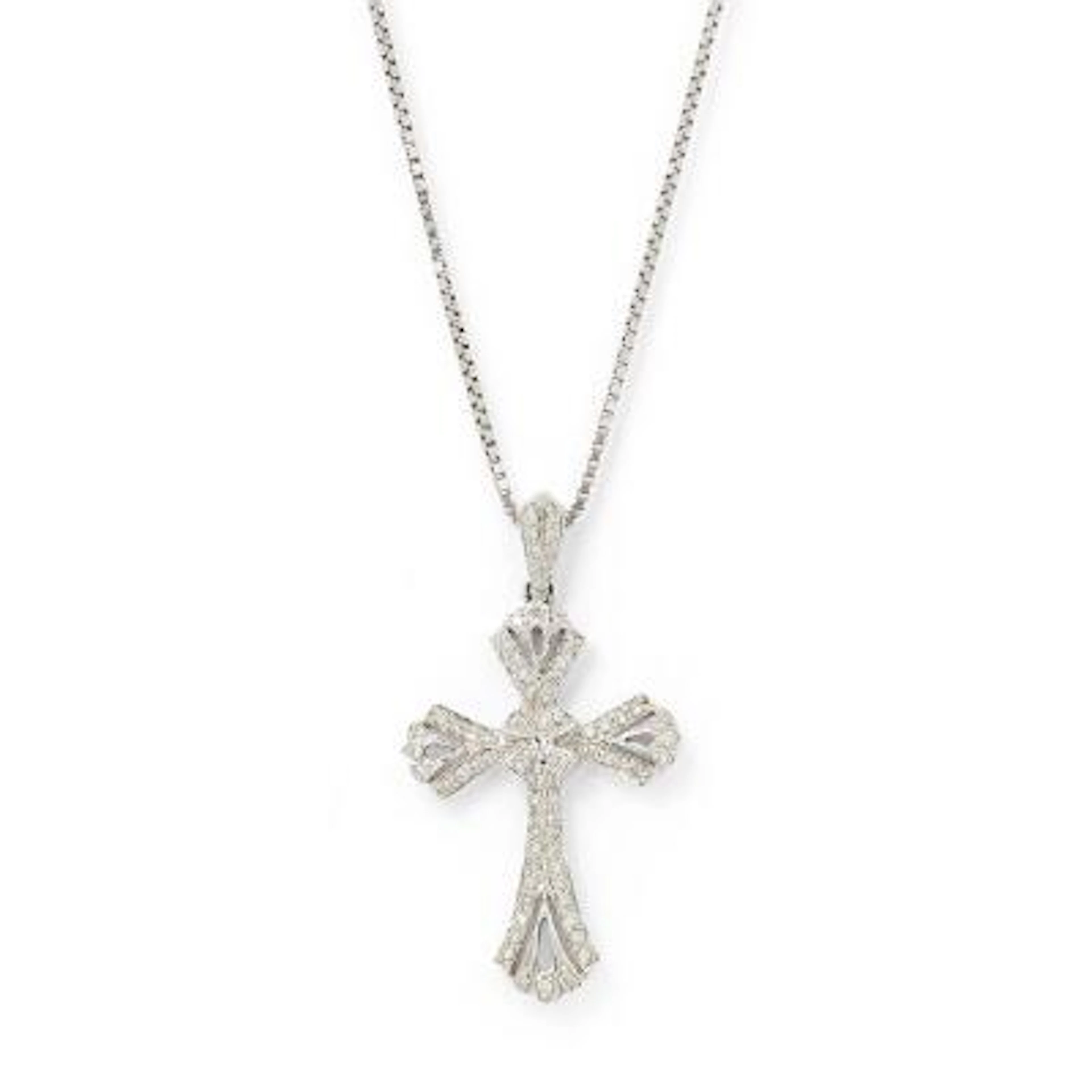 A diamond necklace with pendant set with numerous diamonds, mounted