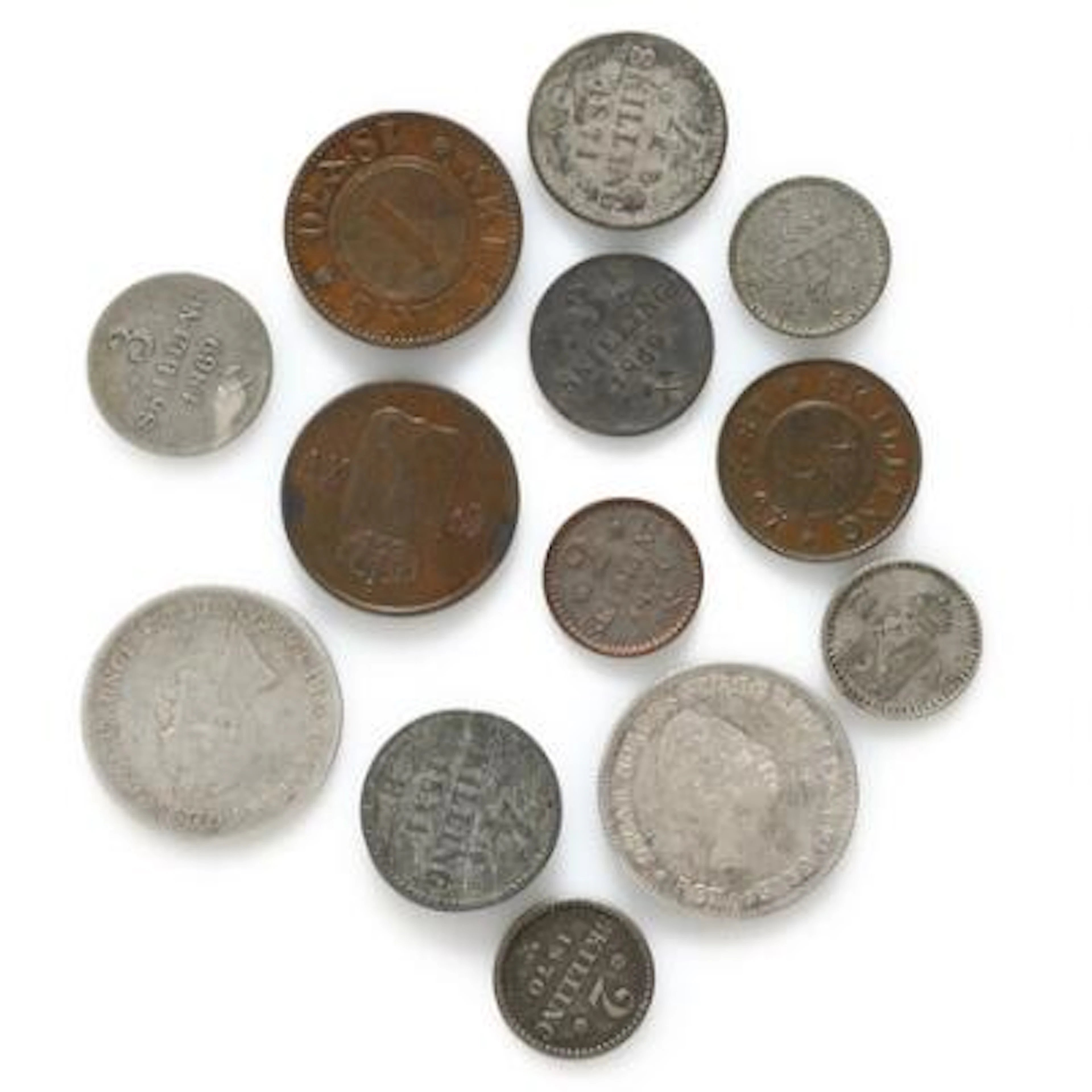 Norway, Oscar I-Carl XV, collection of coins, in total 14 pcs – Bruun