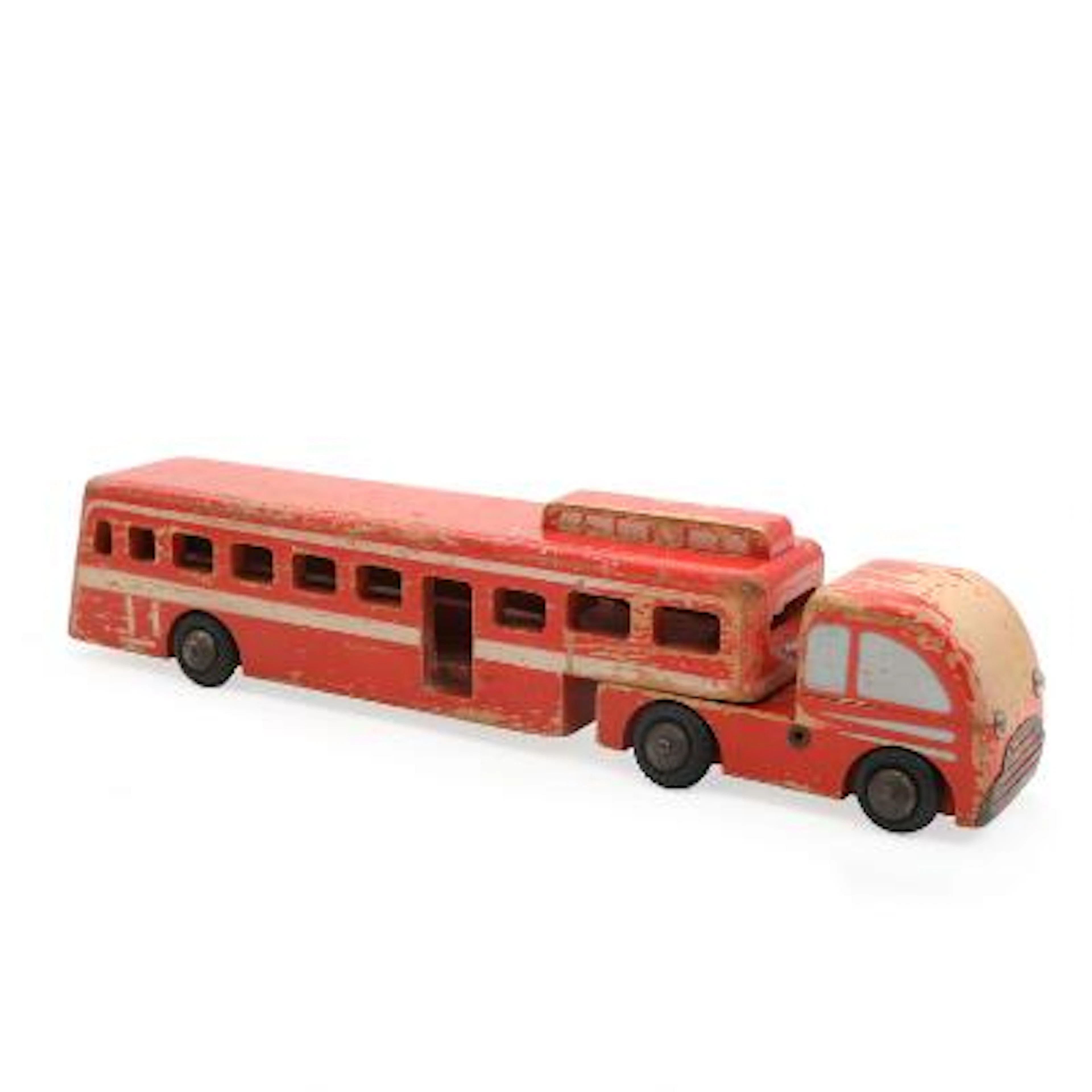LEGO: Truck made of painted wood. 1950s. H. 7. L. 37 cm. – Bruun Rasmussen