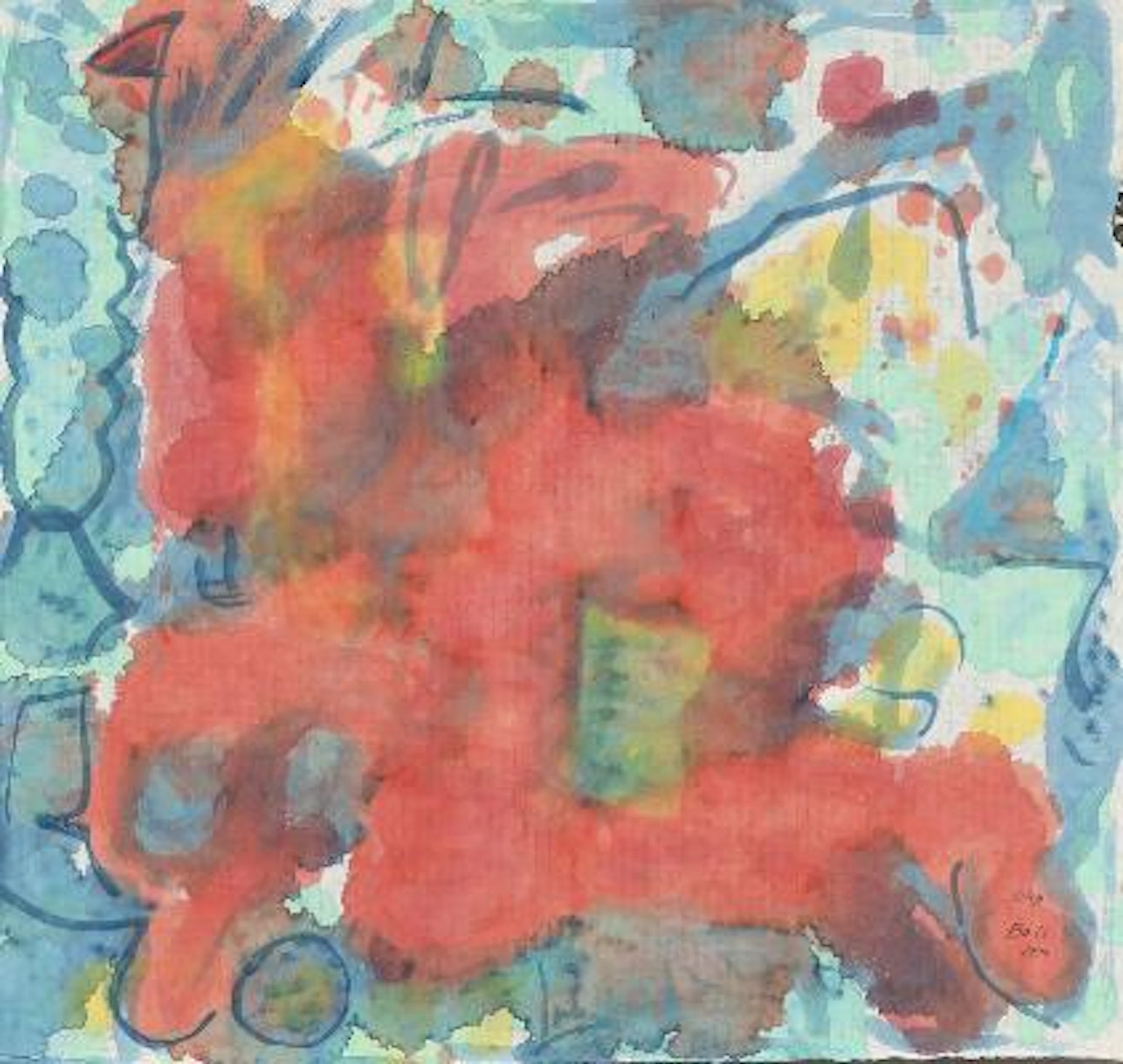 Carl-Henning Pedersen: "Sunset". Signed CHP, Bali 1993. Watercolour