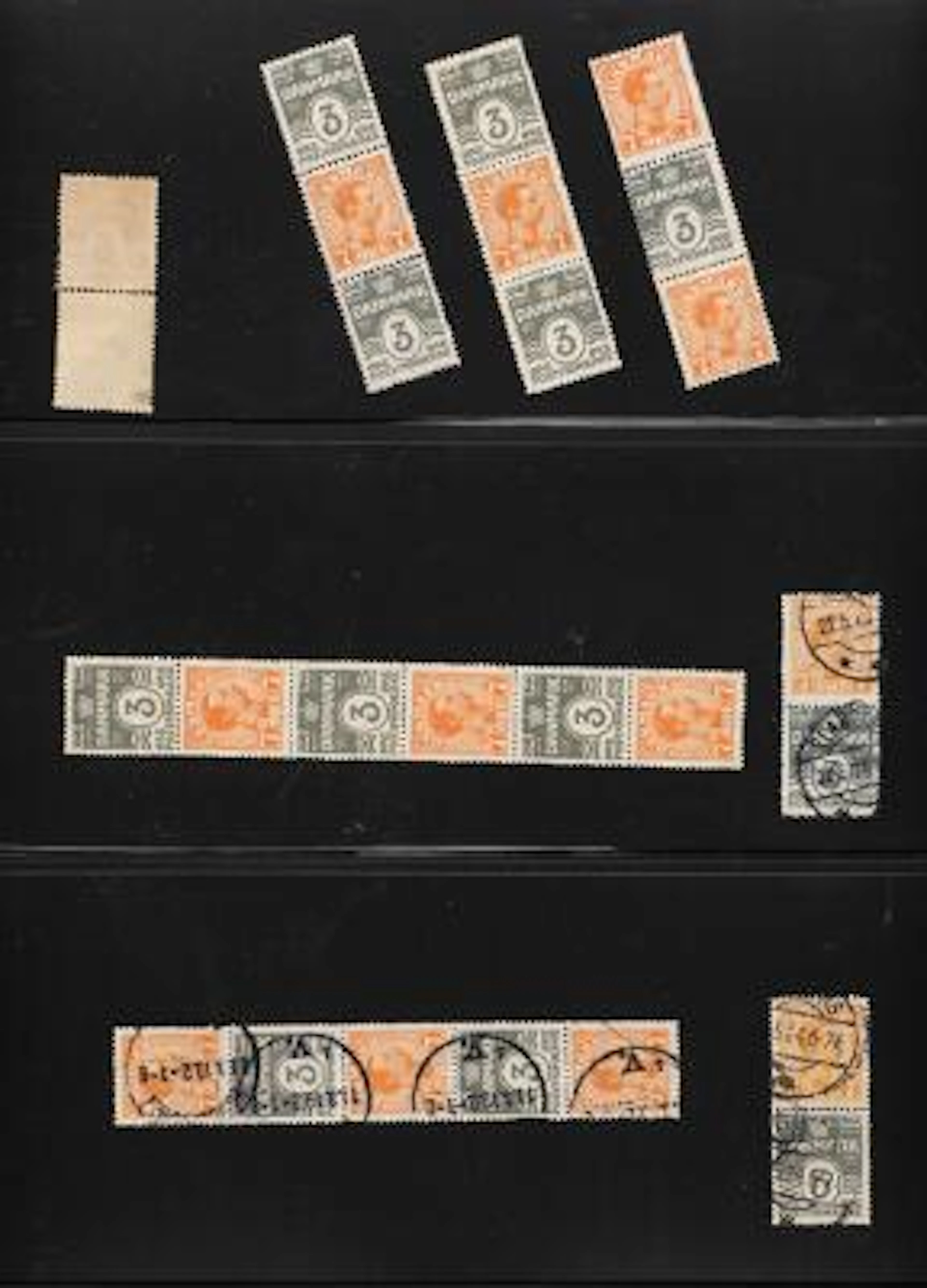 Slot Machine. Lot pairs and strips from slot machine rolls, several