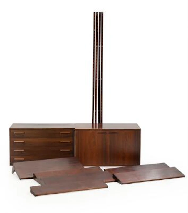 Kai Kristiansen: "FM-reolen". A rosewood wall unit comprising 12 pieces.