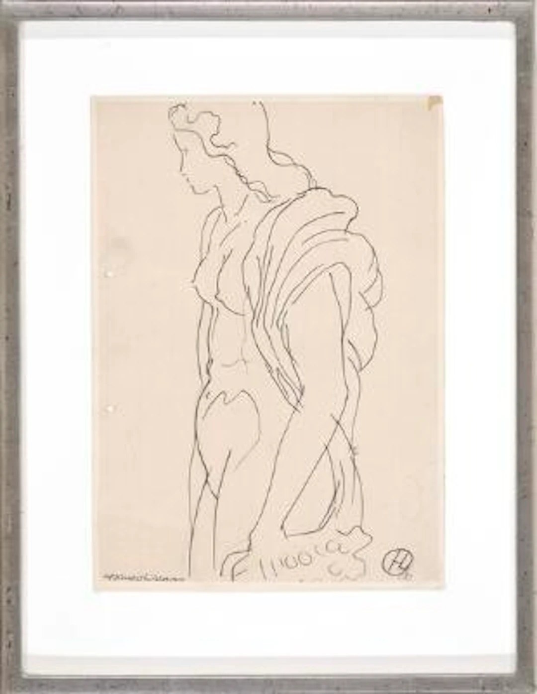 Henning Larsen: Model study, graduation sketch. Signed monogram 51.
