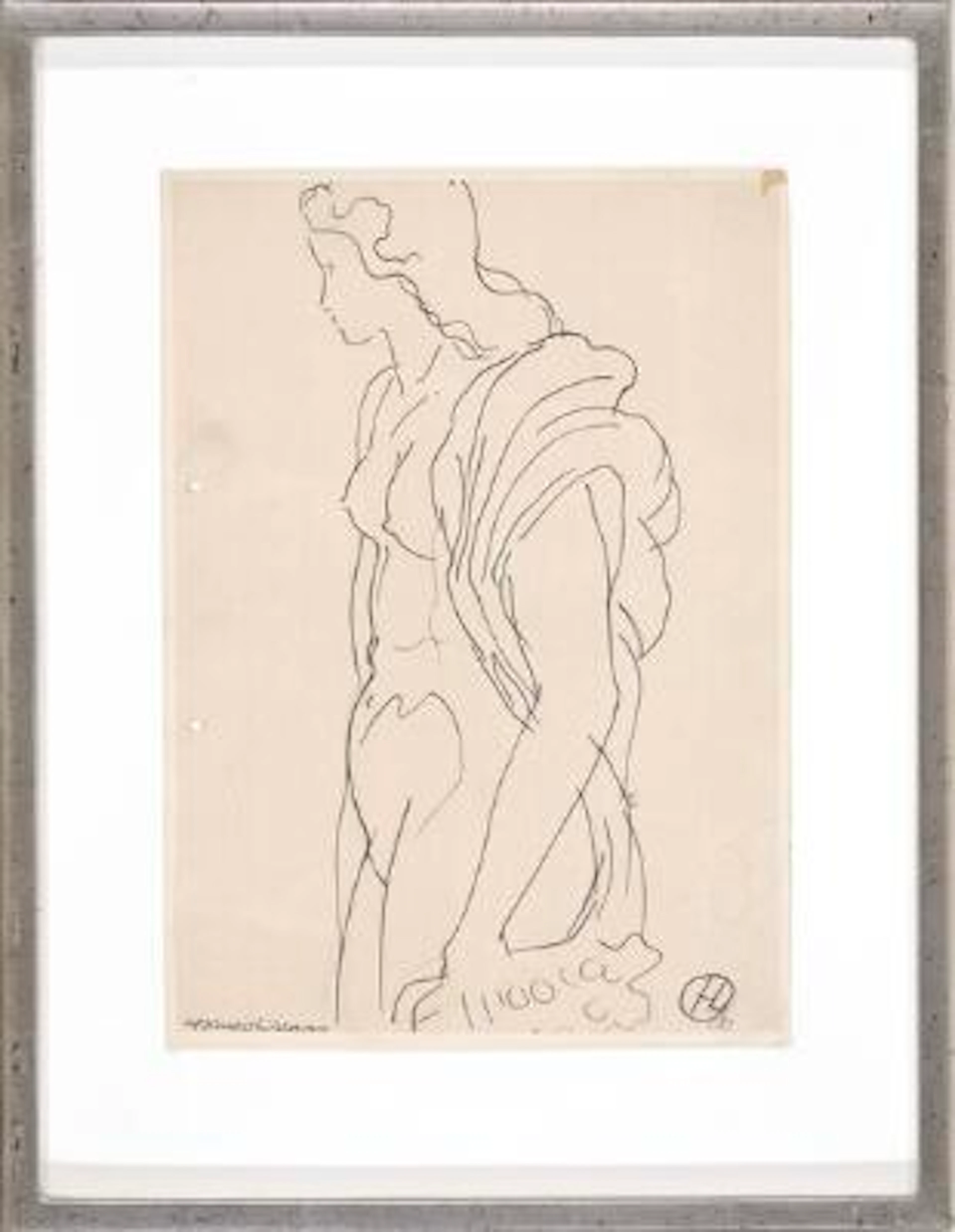 Henning Larsen: Model study, graduation sketch. Signed monogram 51.