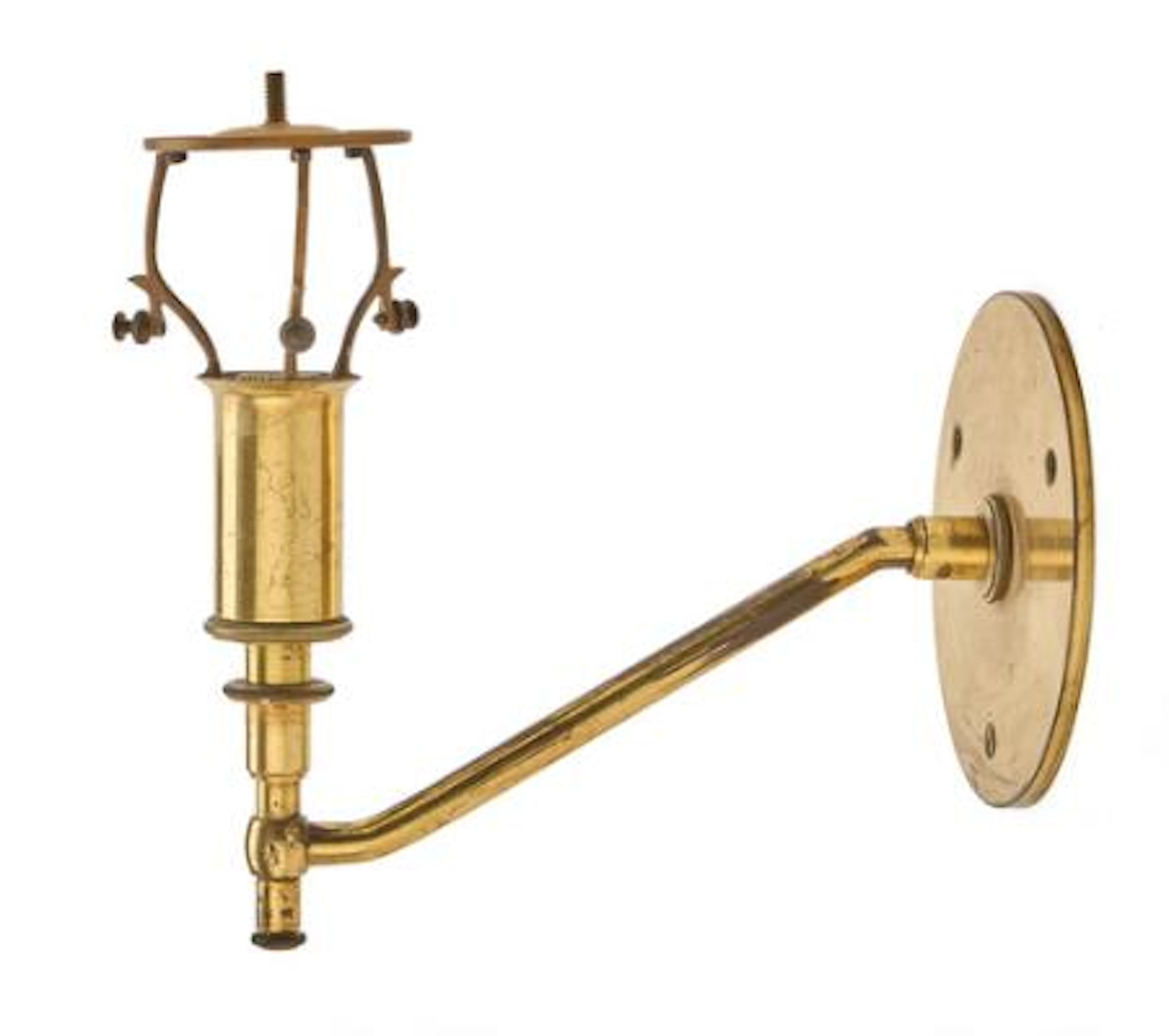 Poul Henningsen: "Akademi". "PH-3/2". Patinated brass wall lamp frame.