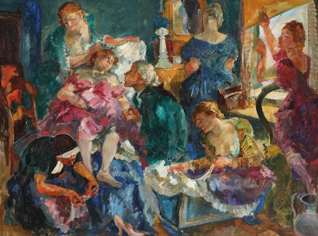 Ludvig Jacobsen: Theatrical scene. Signed Ludvig Jacobsen. Oil on