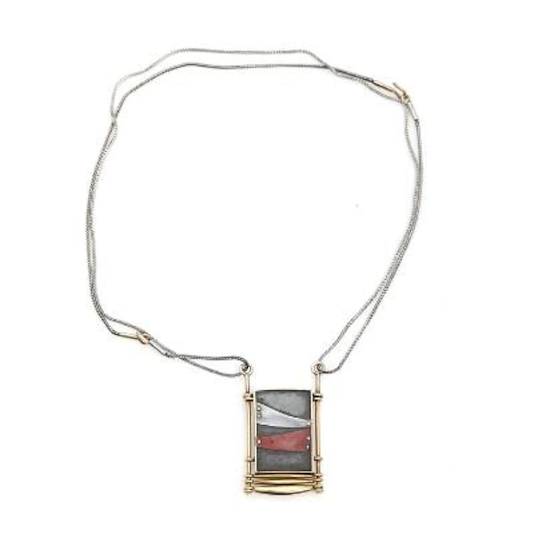 Anette Kræn, attributed to: Necklace of 14k gold, sterling silver