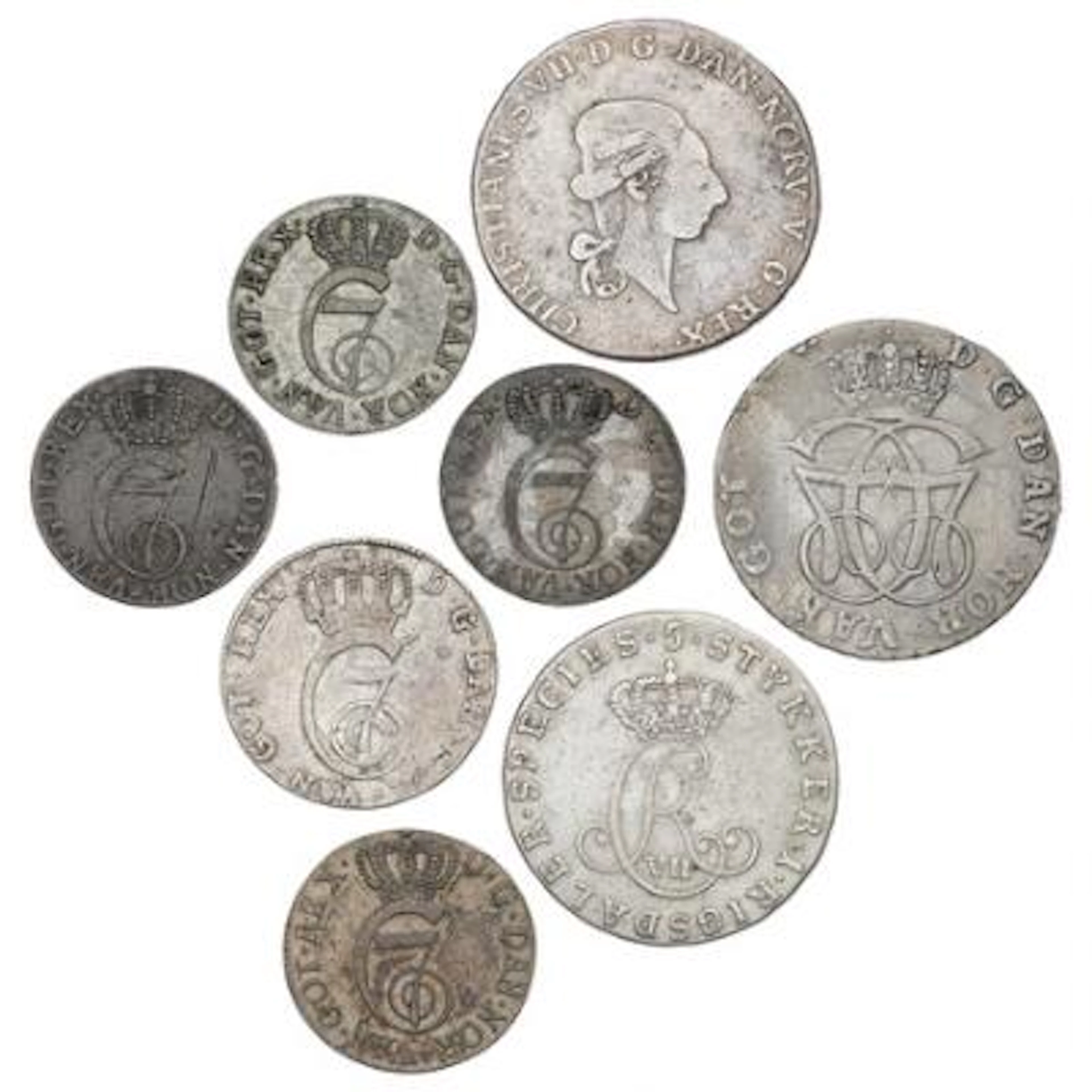 Norway, Christian VII, collection of coins, in total 24 pcs – Bruun