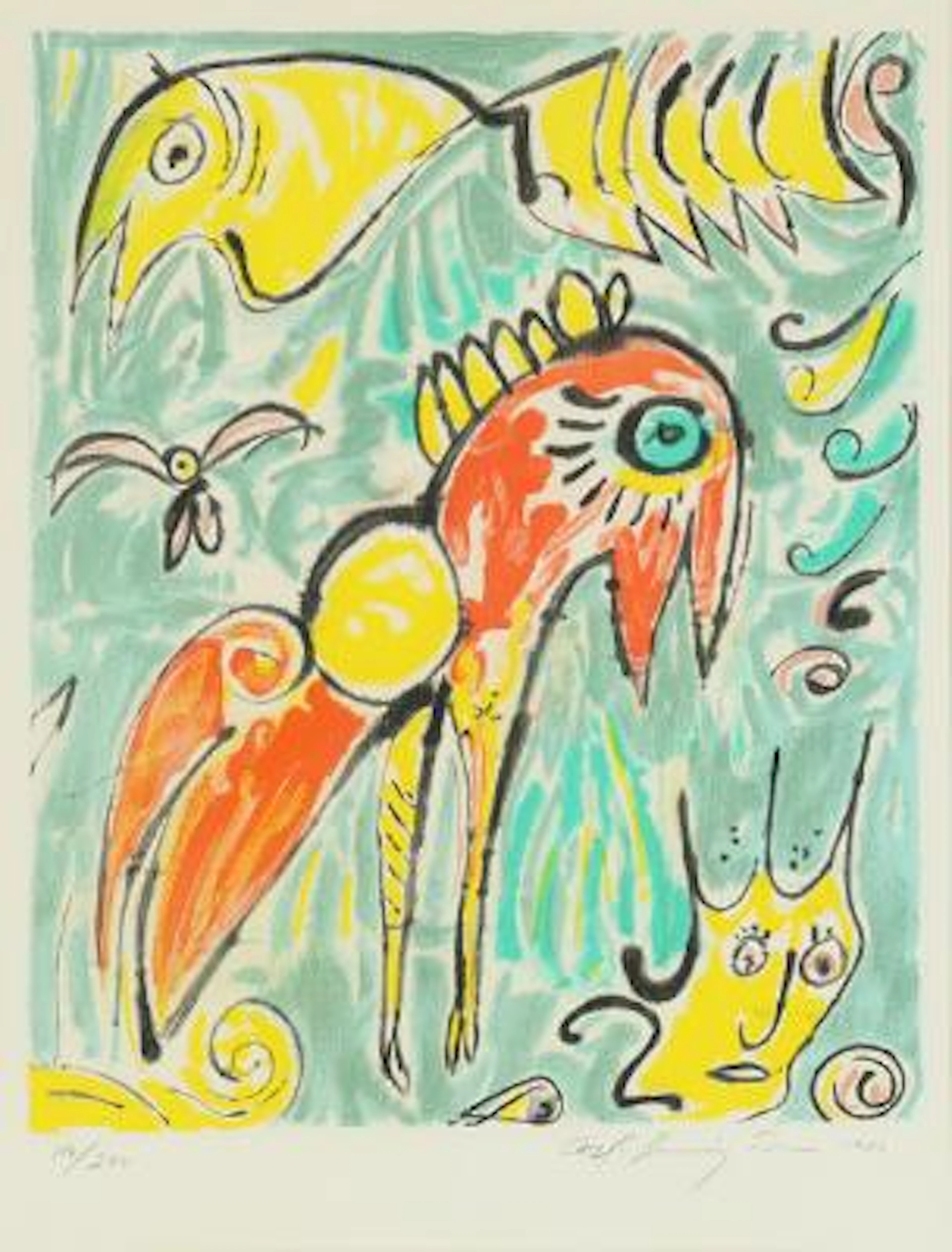 Carl-Henning Pedersen: Composition. Signed Carl-Henning Pedersen 85
