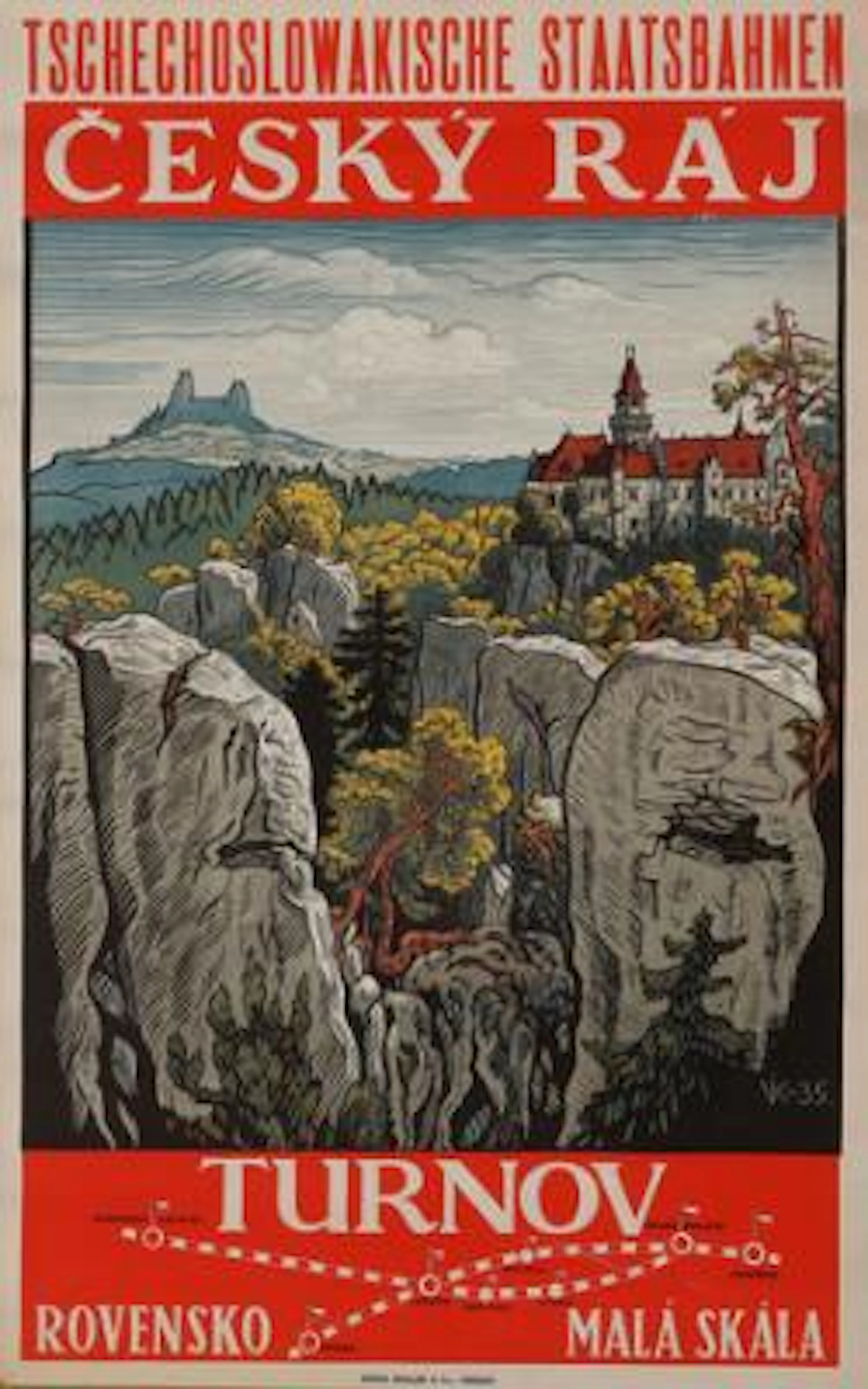 Karel Vik: "Český Raj, Turnov", 1935. Signed in print. Lithographic