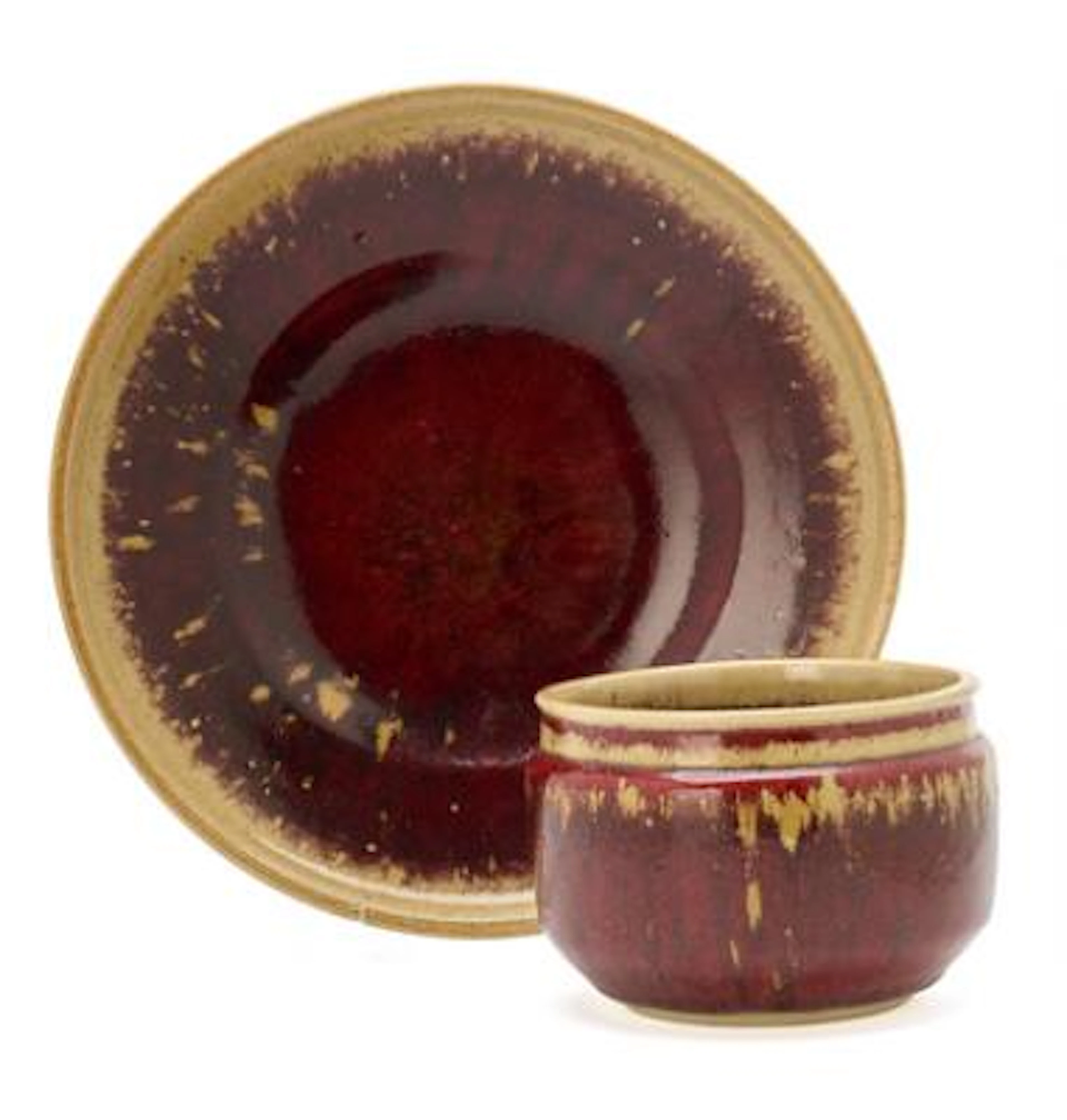 Henning Nilsson: A circular stoneware vase and dish. Decorated with