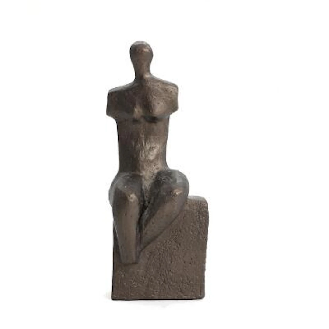 Paul Cederdorff: Seated female figure. Unsigned. A bronze patinated