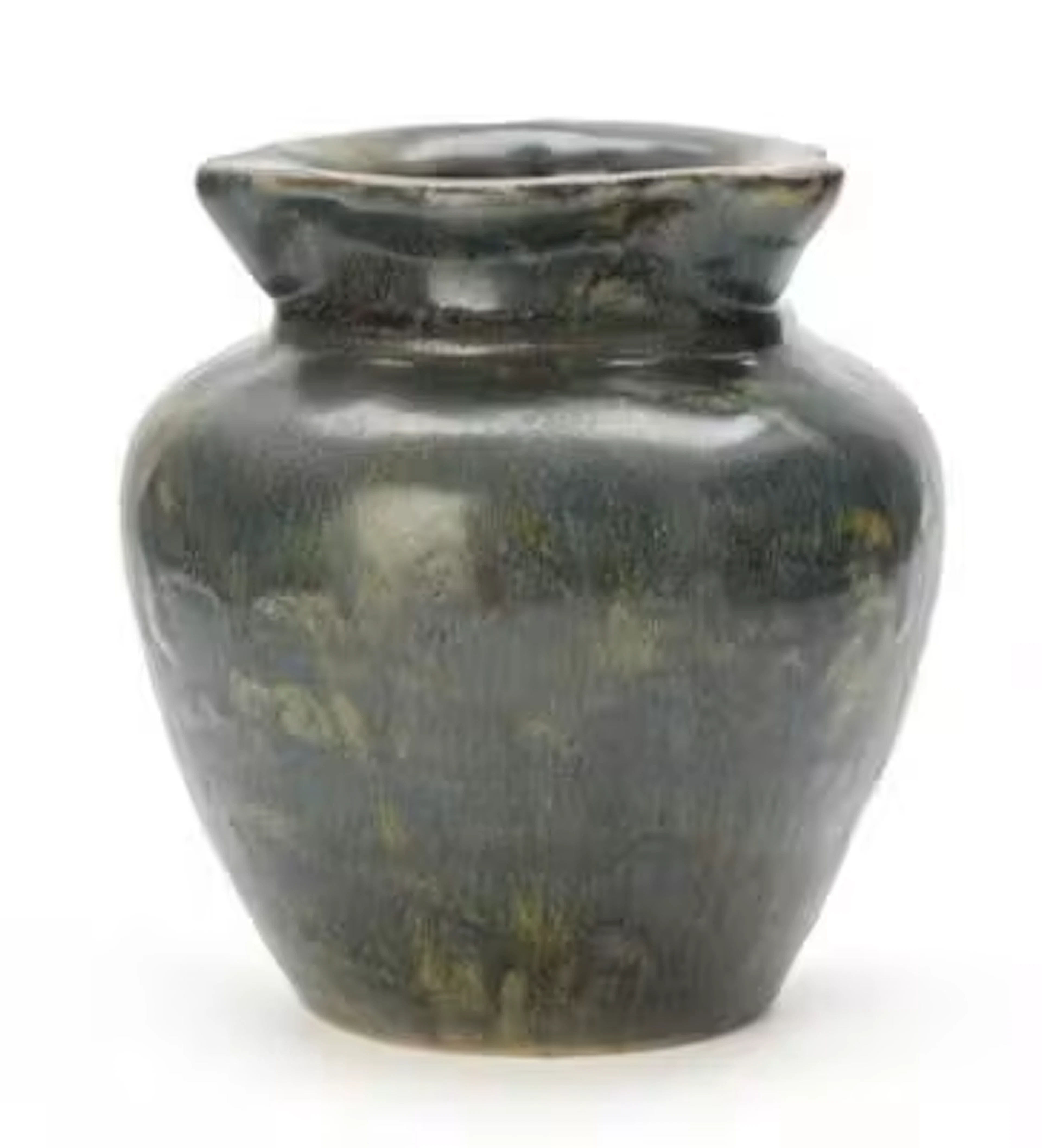 Royal Copenhagen: A stoneware vase modelled with a wavy rim. Decorated